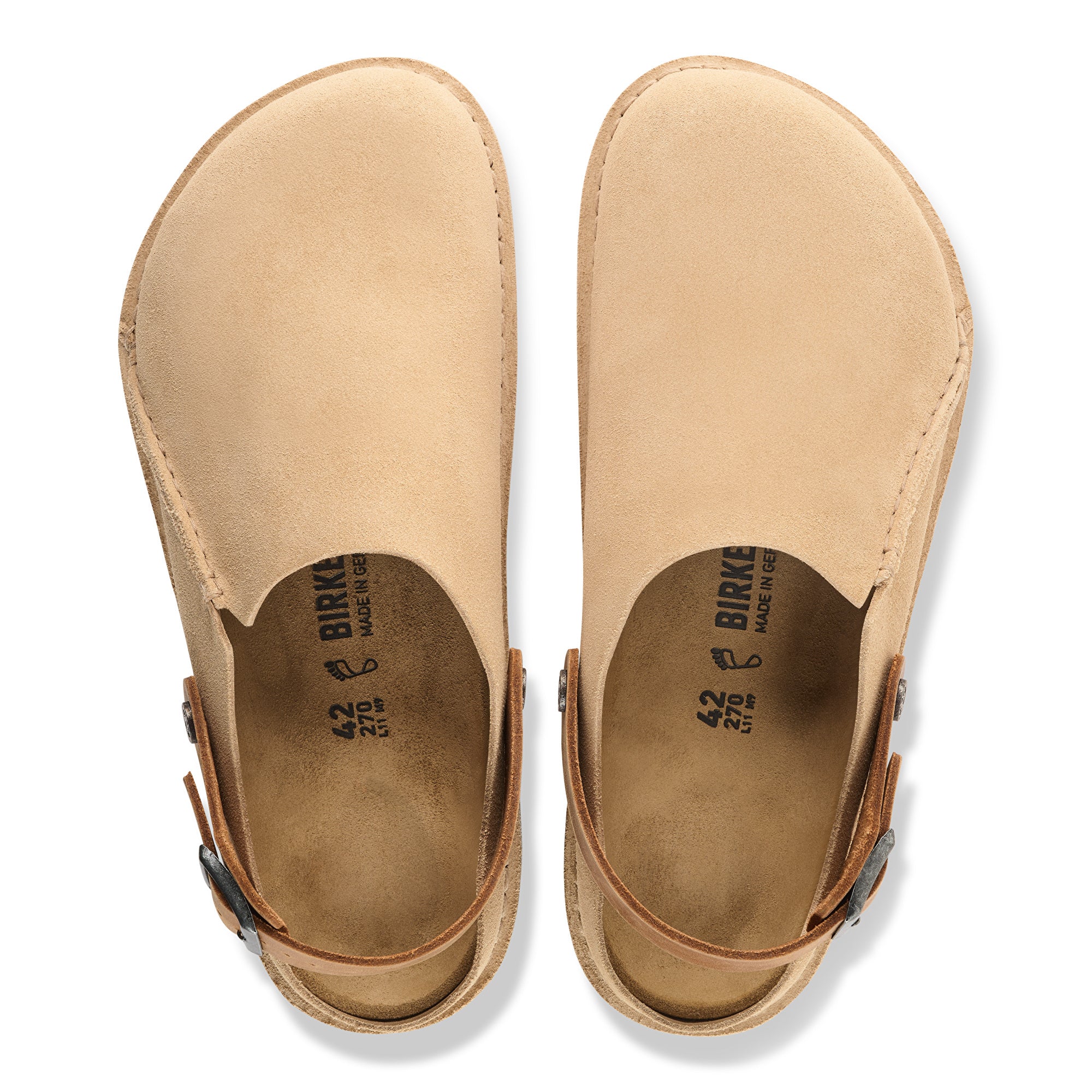 Birkenstock Lutry sandcastle suede/cognac oiled leather