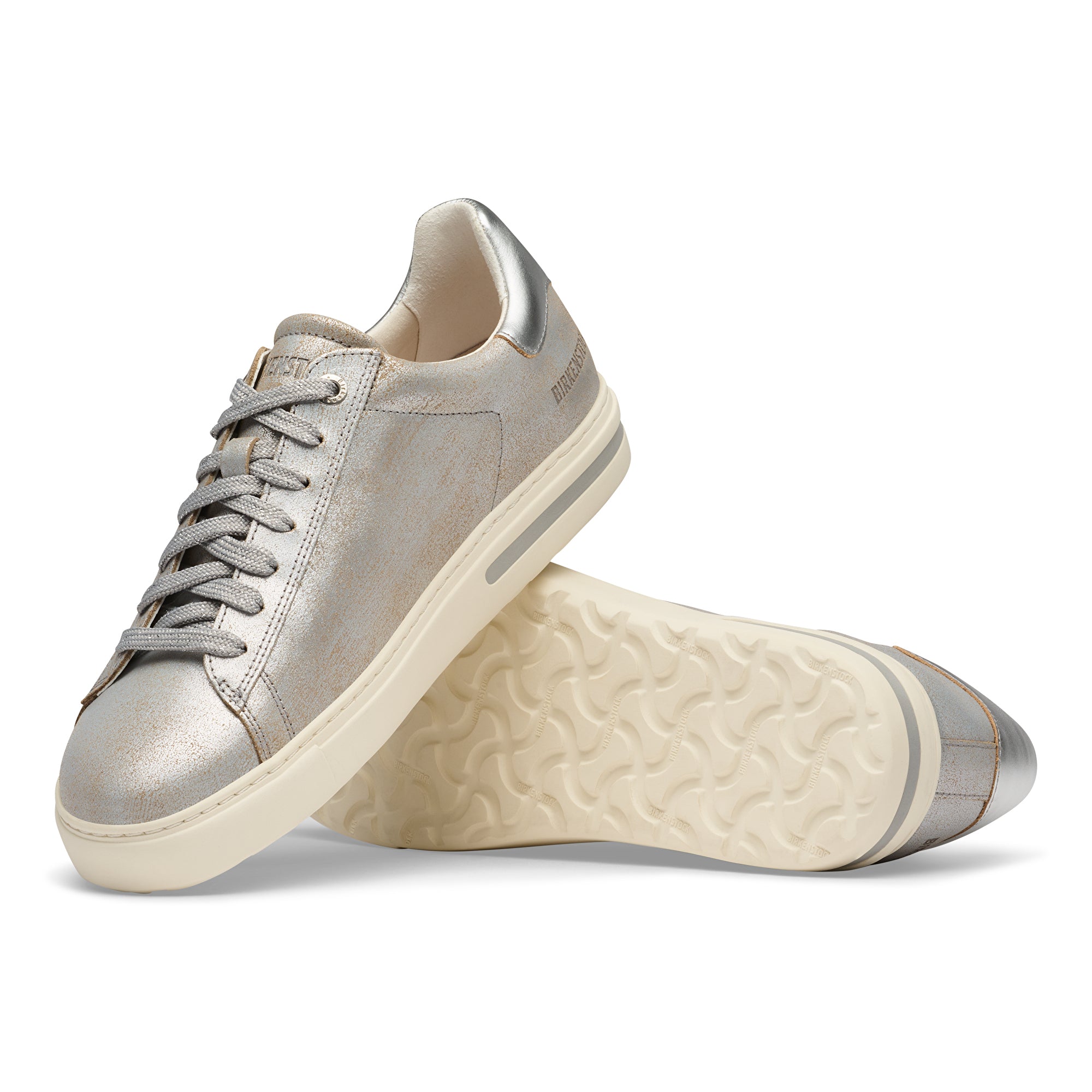 Birkenstock Bend Low washed metallic silver leather
