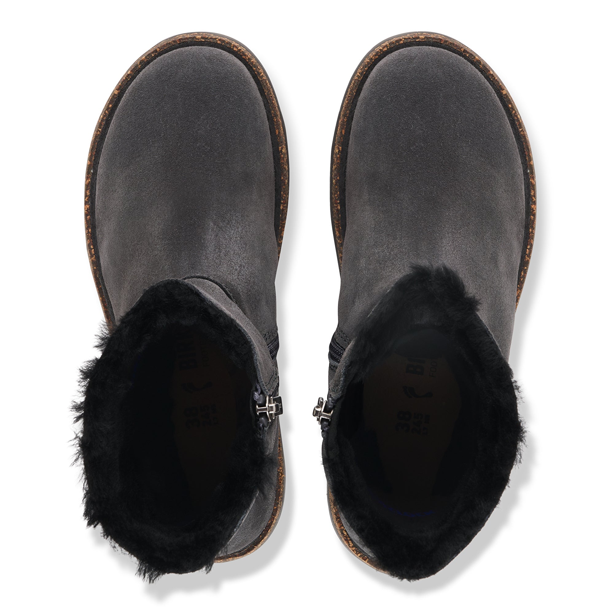 Birkenstock Uppsala Zip Shearling charcoal suede/black shearling