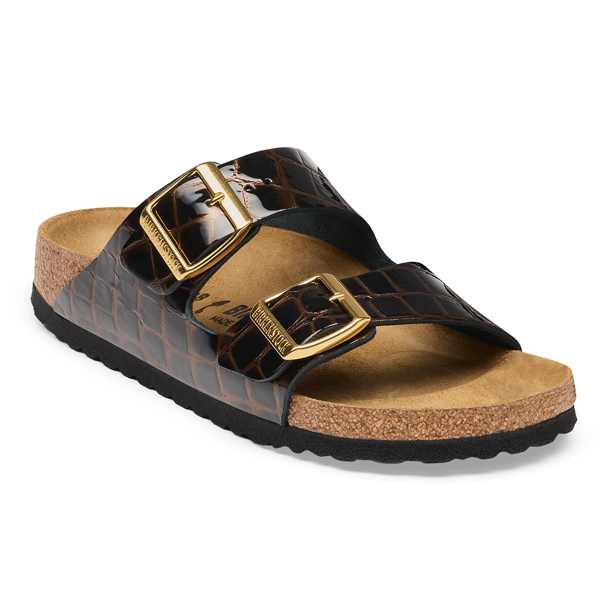 Birkenstock Arizona crocodile black embossed patent leather