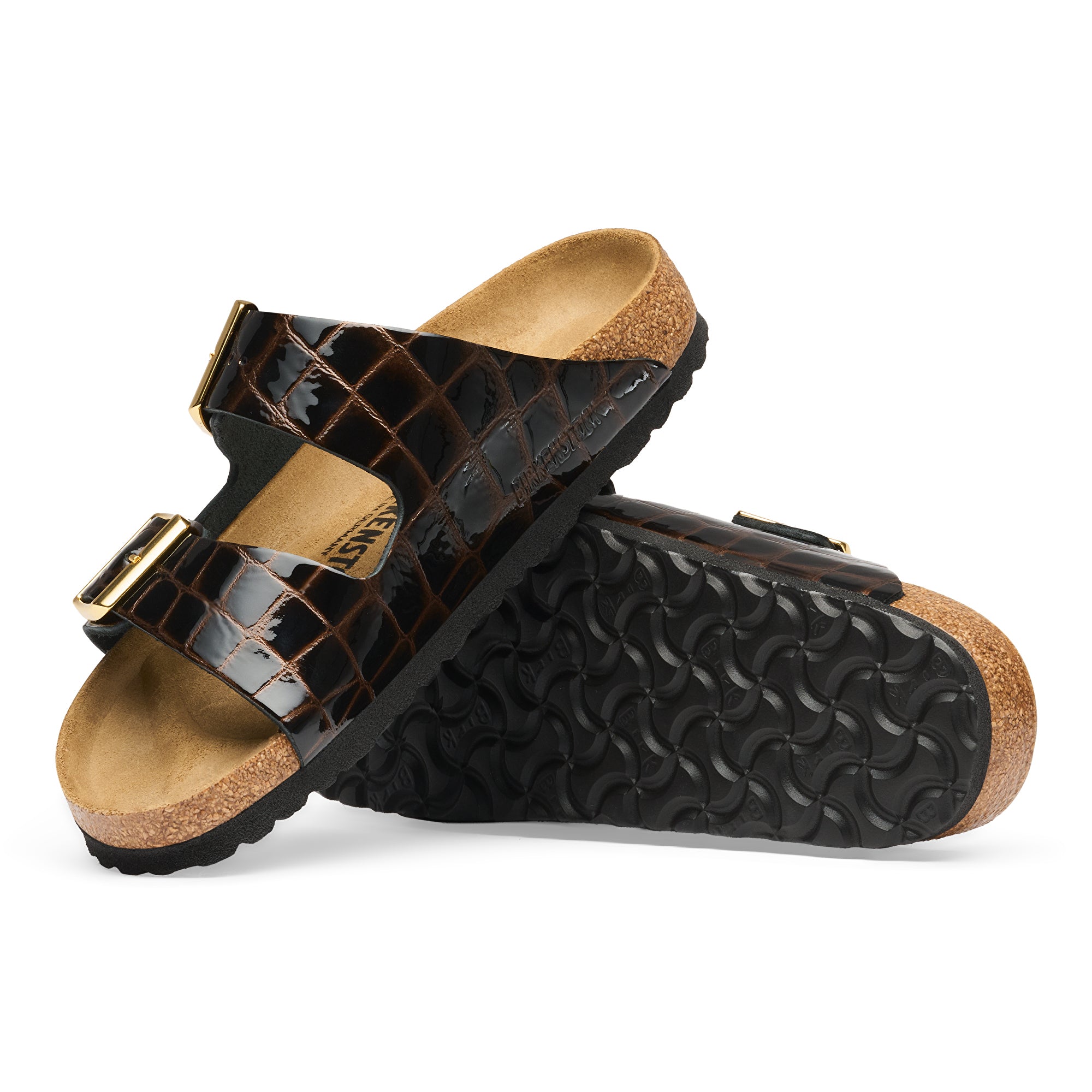 Birkenstock Arizona crocodile black embossed patent leather