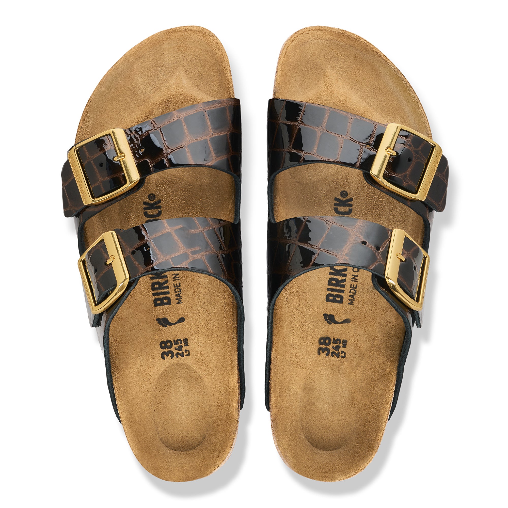 Birkenstock Arizona crocodile black embossed patent leather