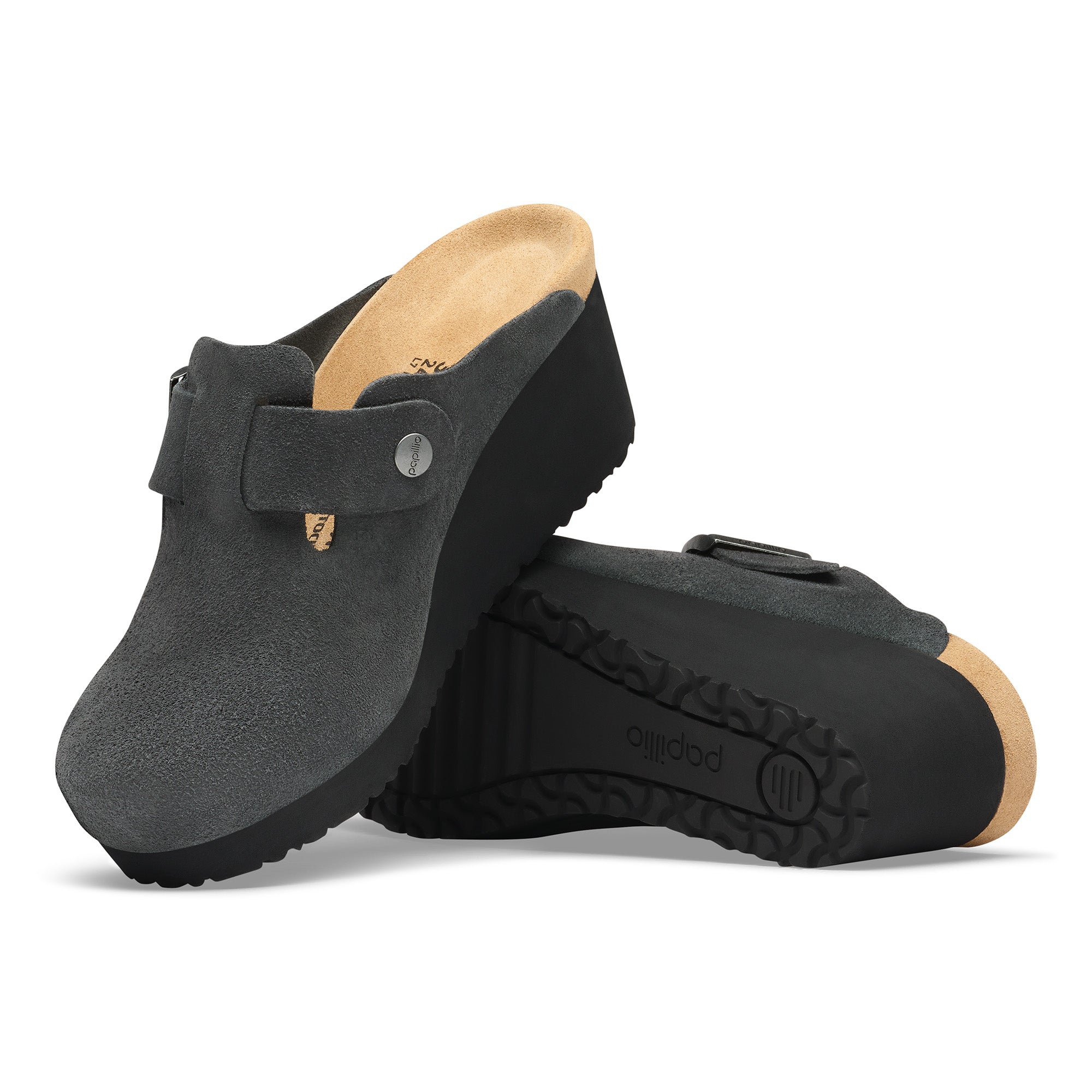 Papillio Fanny charcoal suede/black sole by Birkenstock