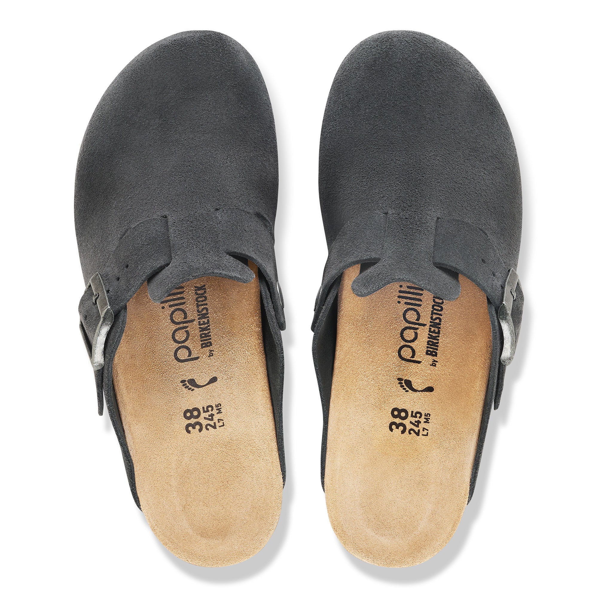 Papillio Fanny charcoal suede/black sole by Birkenstock