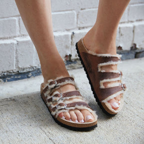 Birkenstock Limited Edition Florida habana oiled leather/natural shearling