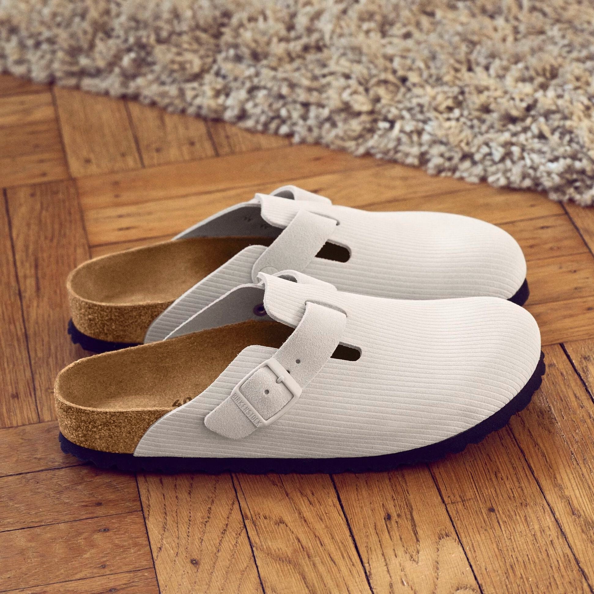 Birkenstock boston white discount suede