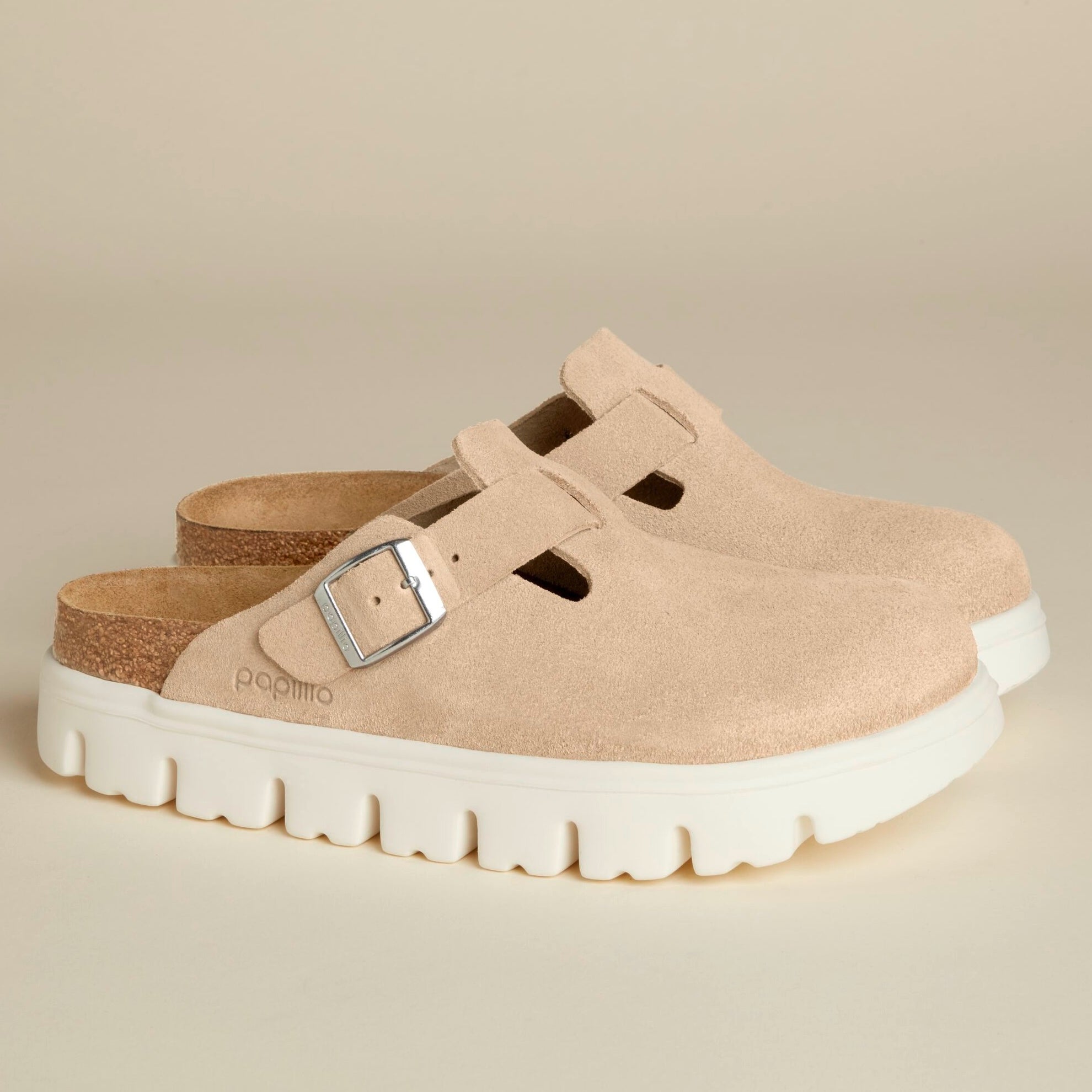 Papillio Boston Chunky warm sand suede by Birkenstock