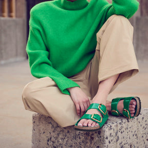Birkenstock Limited Edition Arizona Big Buckle high shine digital green leather