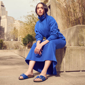 Birkenstock Limited Edition Madrid Big Buckle high shine cobalt blue leather
