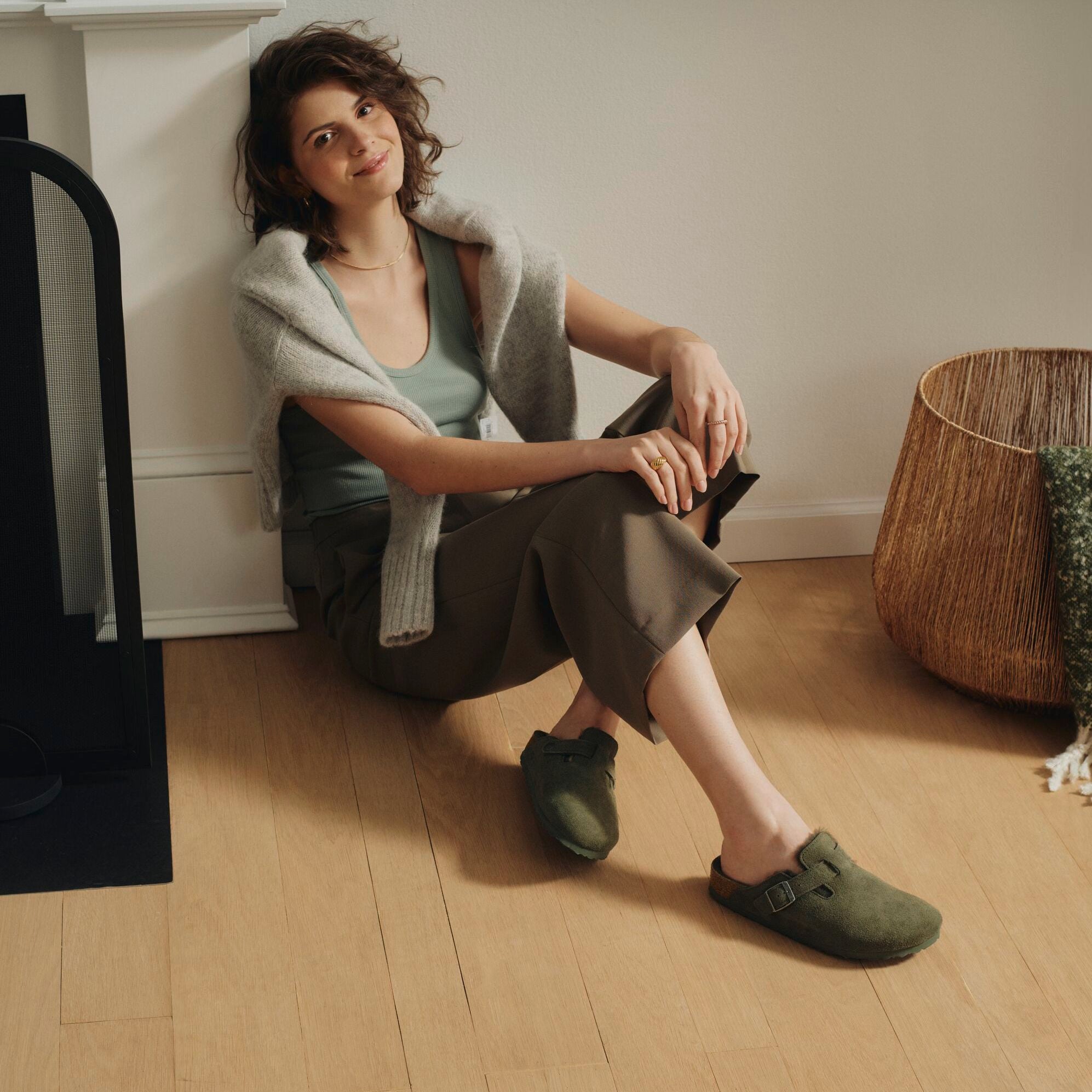 Birkenstock Limited Edition Boston thyme suede/thyme shearling
