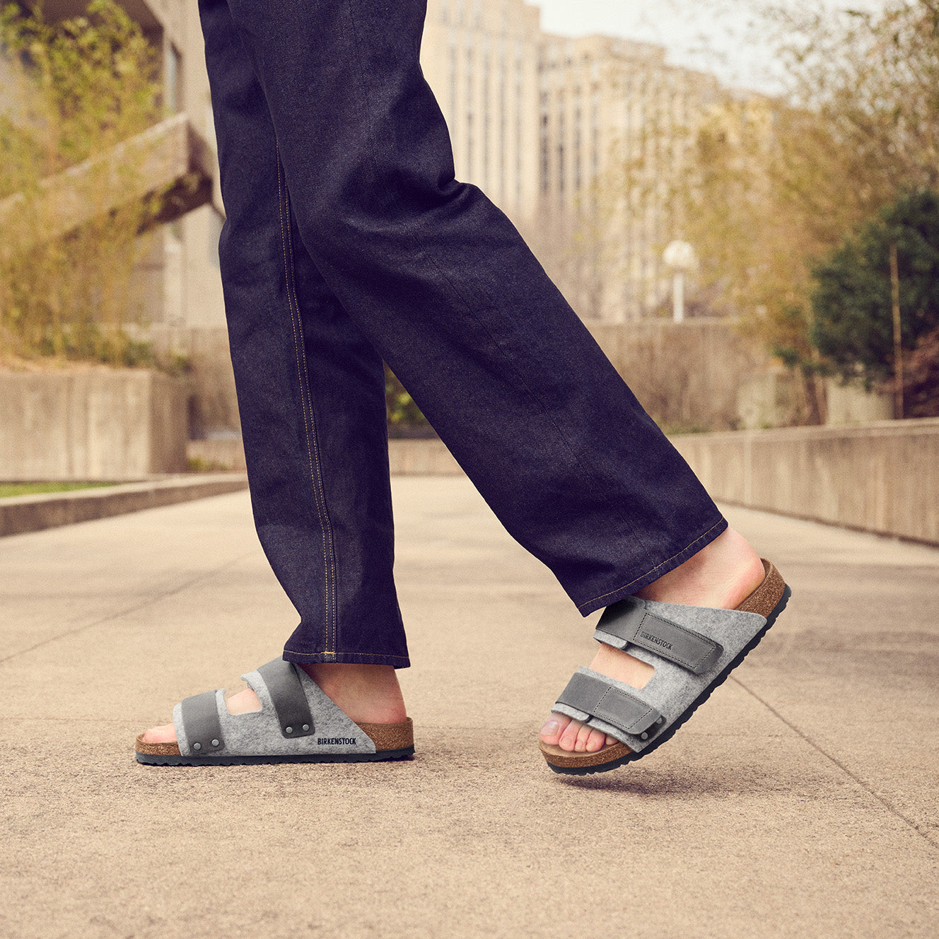 Birkenstock Arizona iron oiled leather/light gray wool