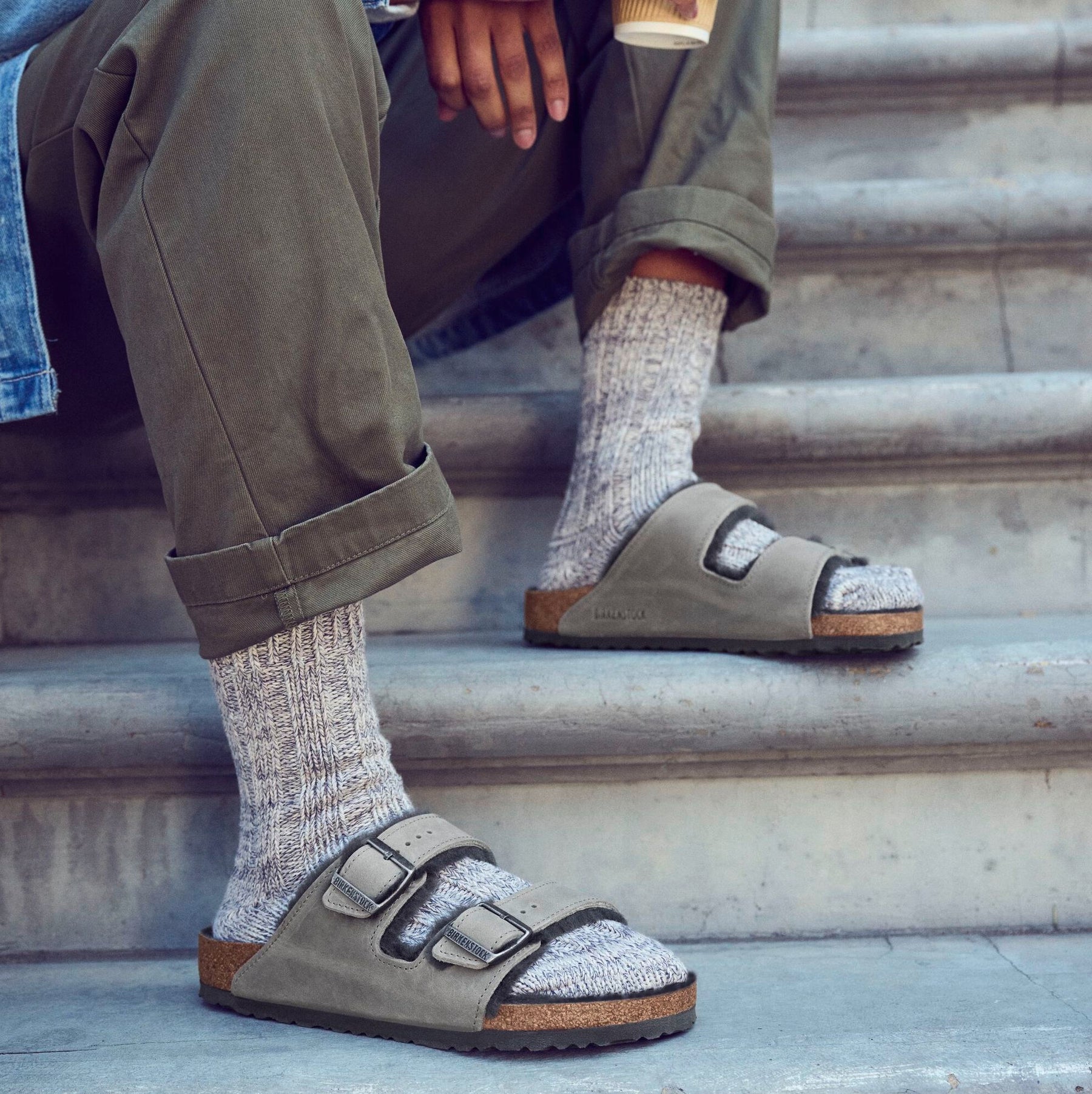 Birkenstock Limited Edition Arizona iron oiled leather/iron shearling