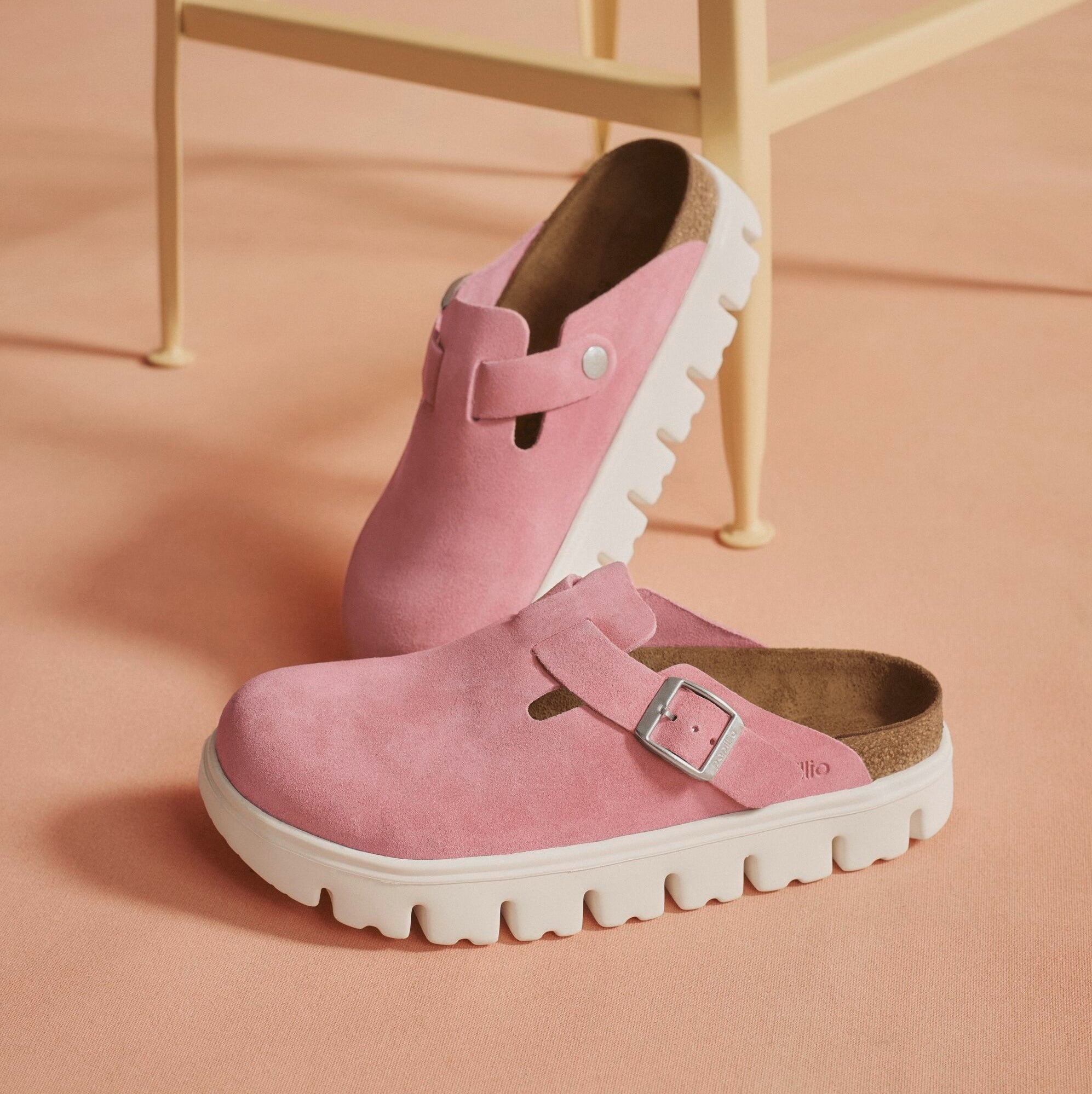 Papillio Boston Chunky candy pink suede by Birkenstock