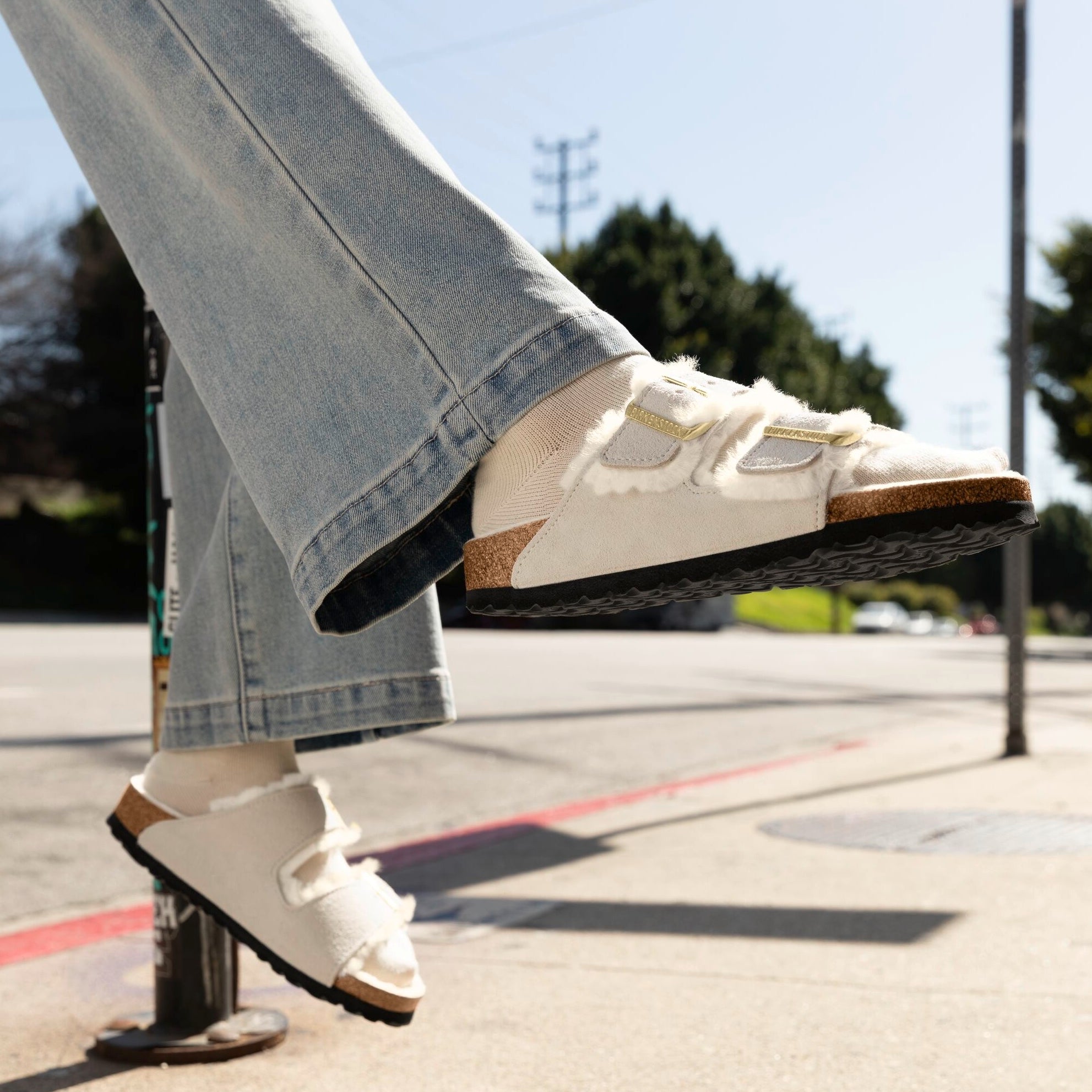 Birkenstock Arizona Shearling antique white suede/white shearling