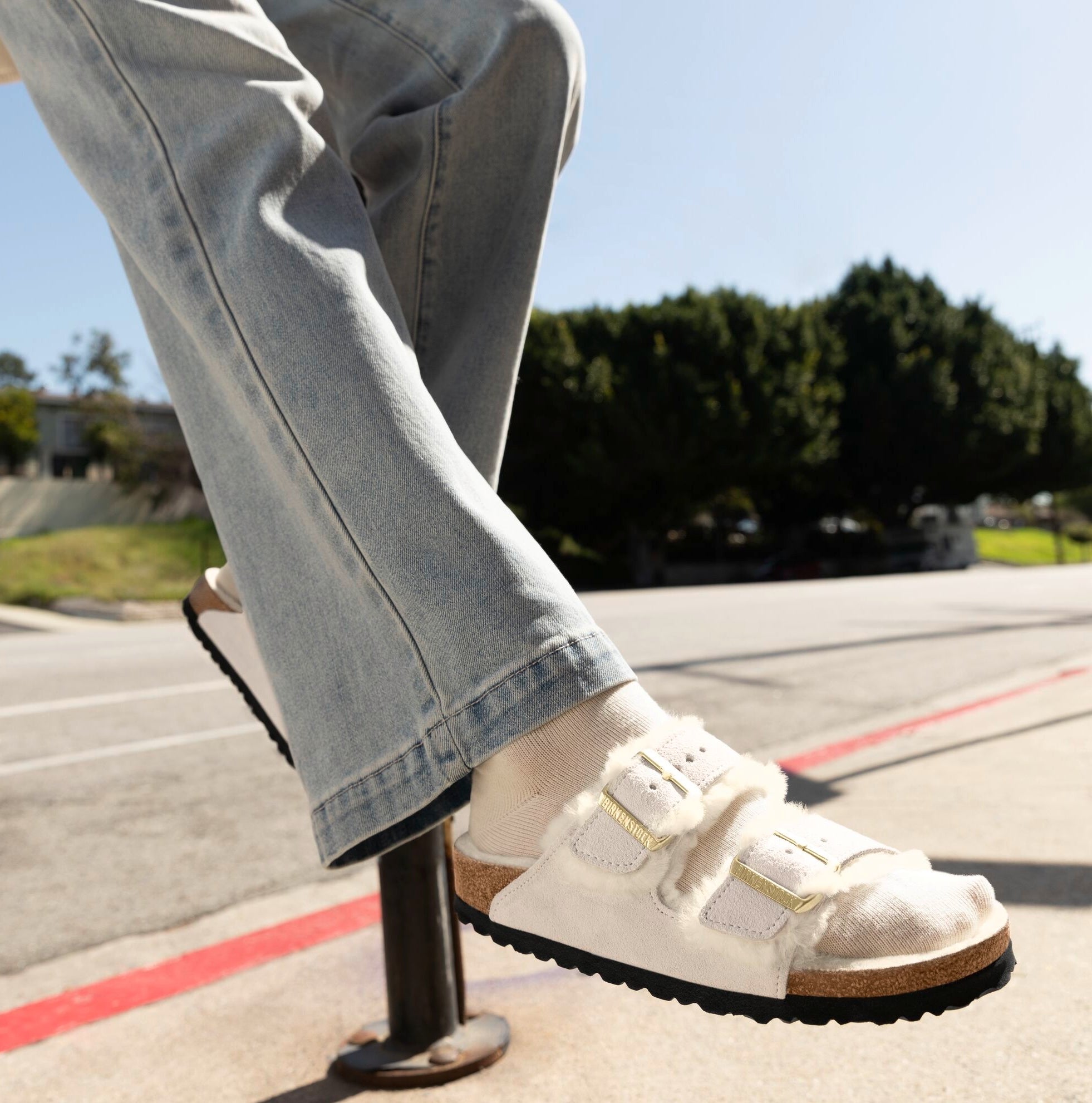 Birkenstock Arizona Shearling antique white suede/white shearling