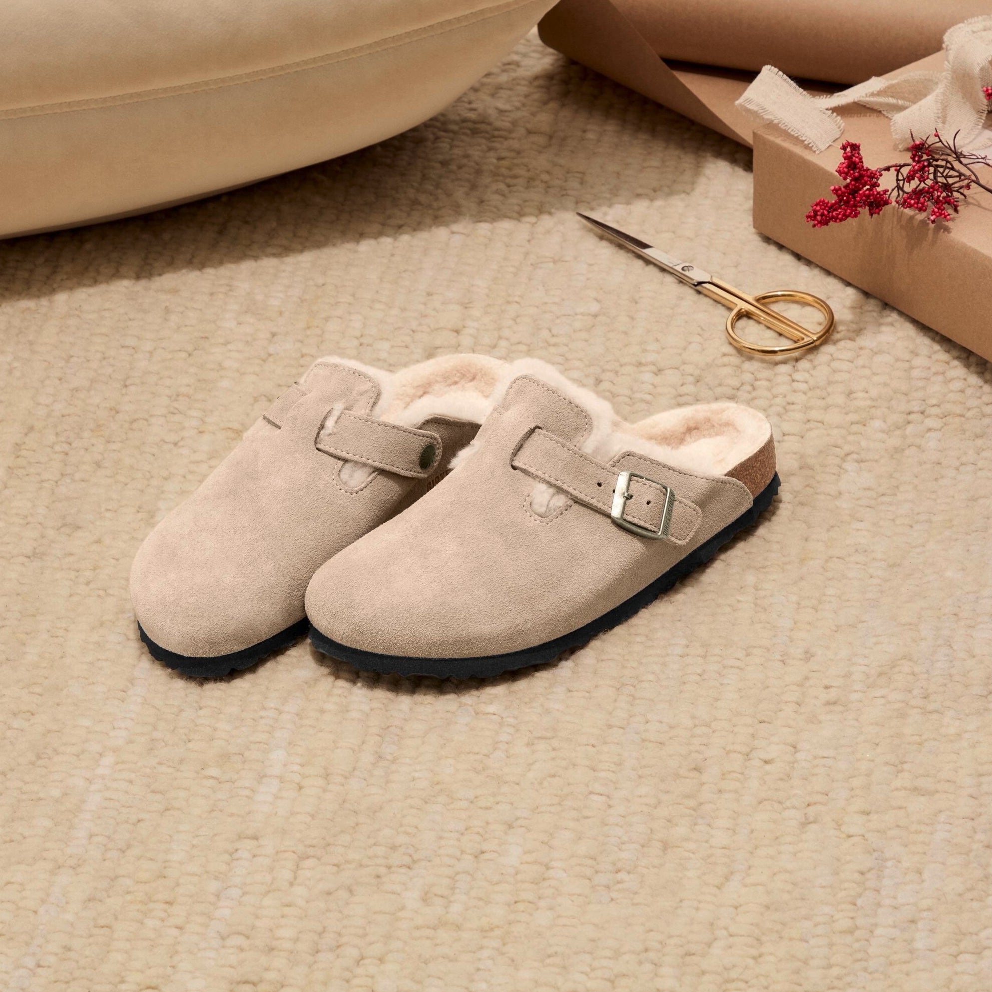 Birkenstock Boston Shearling taupe suede/shearling