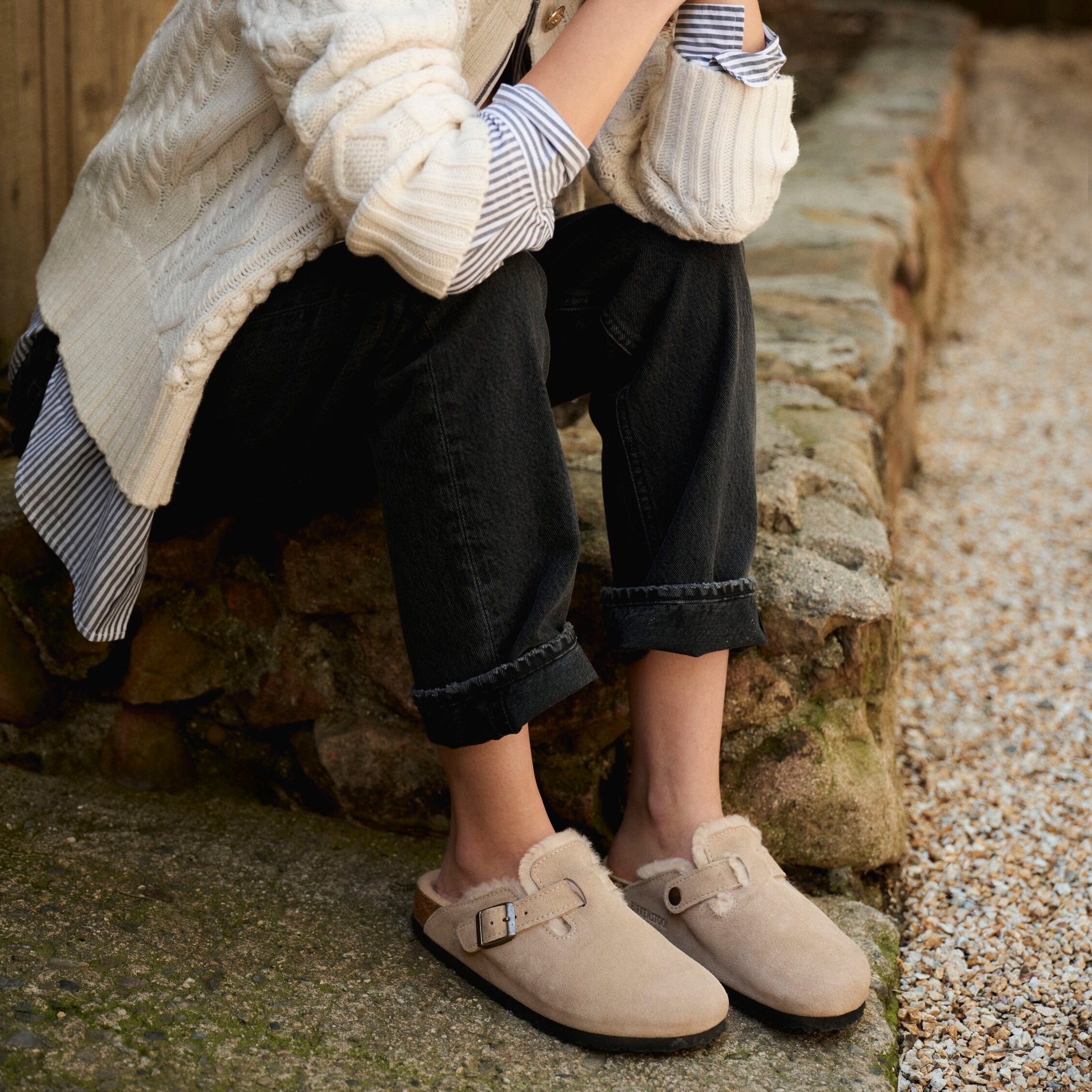 Birkenstock Boston Shearling taupe suede/shearling