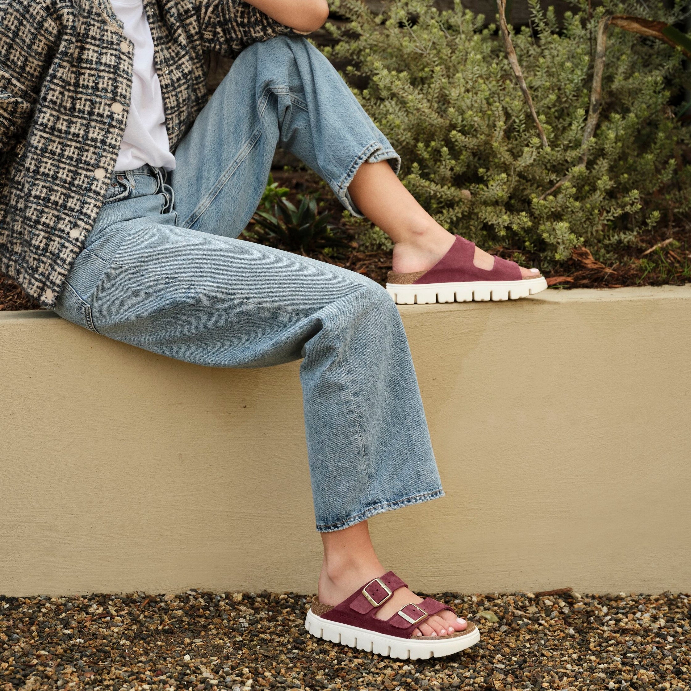 Papillio Arizona Chunky berry crush suede by Birkenstock