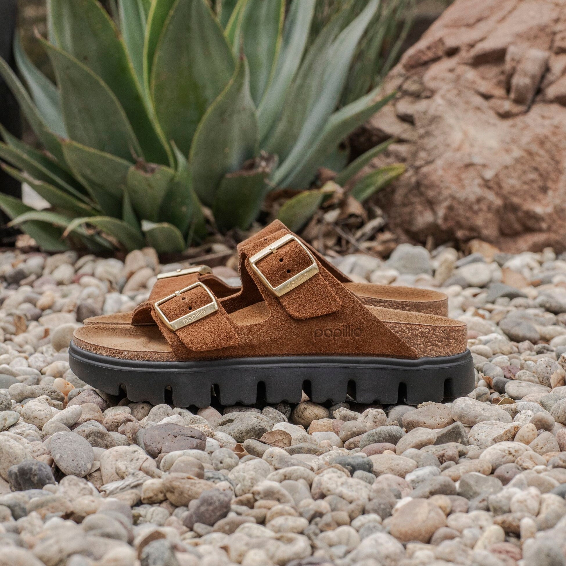 Papillio Arizona Chunky dark tea suede by Birkenstock