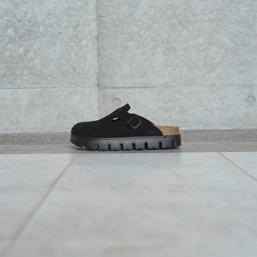 Papillio Boston Chunky black suede with black sole by Birkenstock