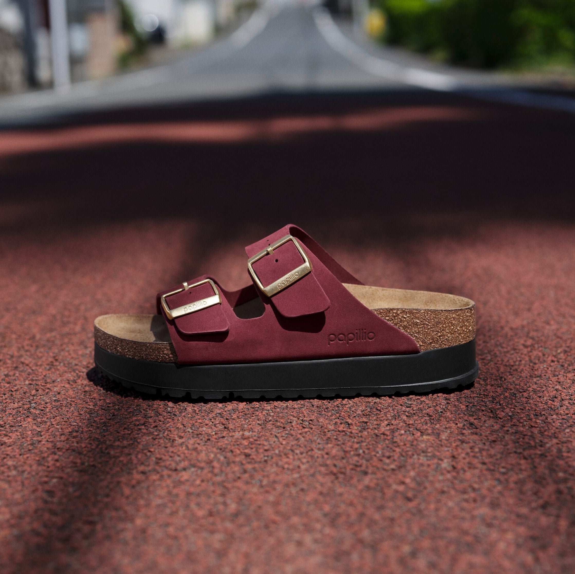 Papillio Arizona Platform zinfandel nubuck by Birkenstock