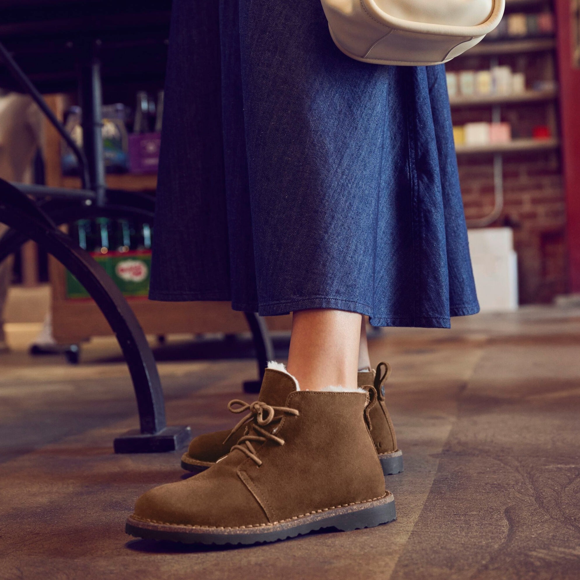 Birkenstock Uppsala Lace Mid dark tea suede/natural shearling