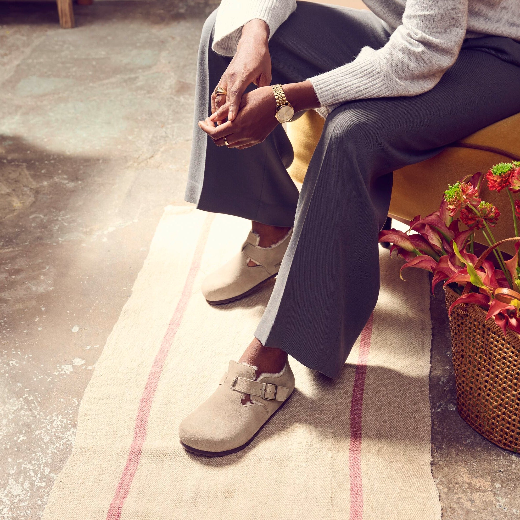 Birkenstock London Shearling taupe suede/natural shearling 36N