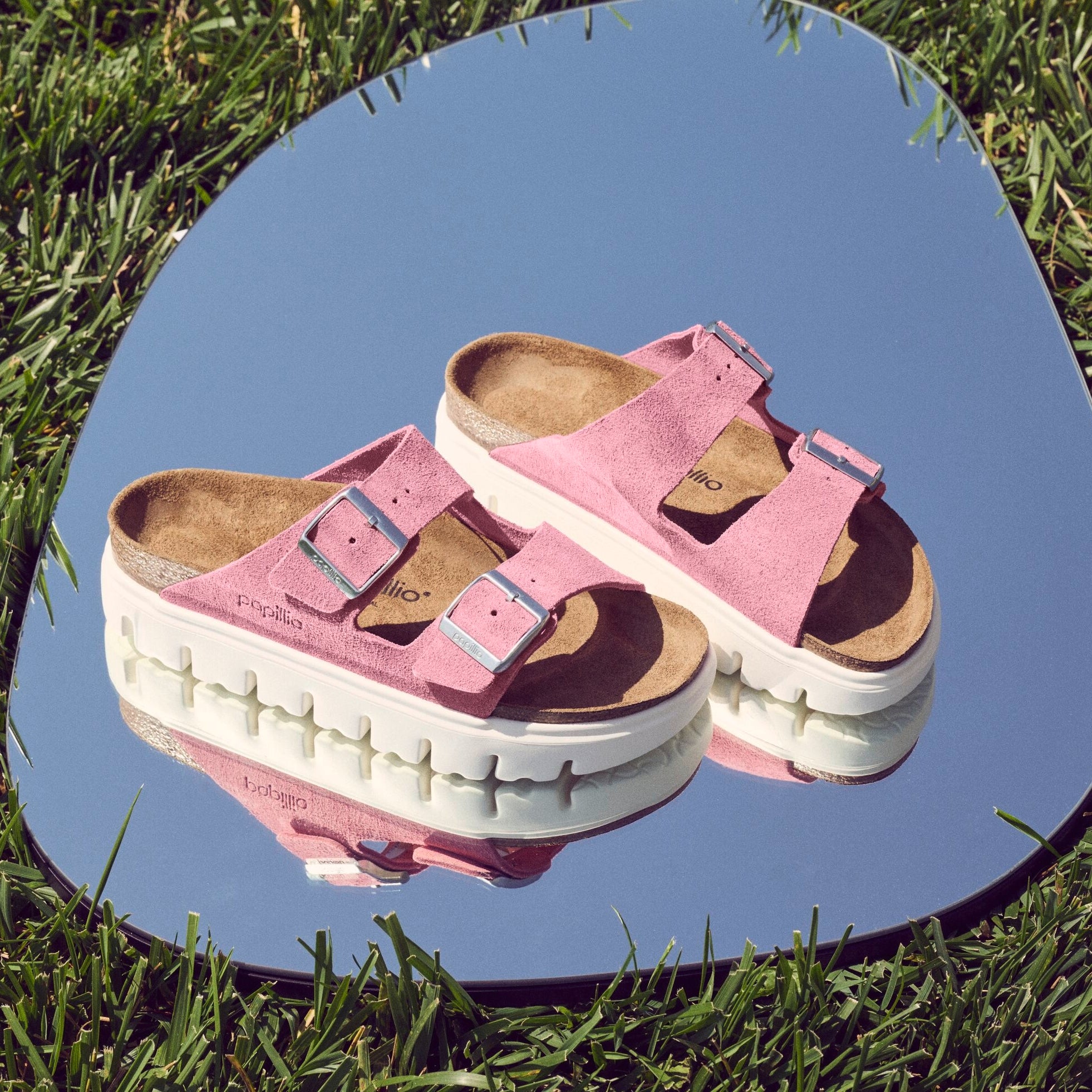 Papillio Arizona Chunky candy pink suede by Birkenstock