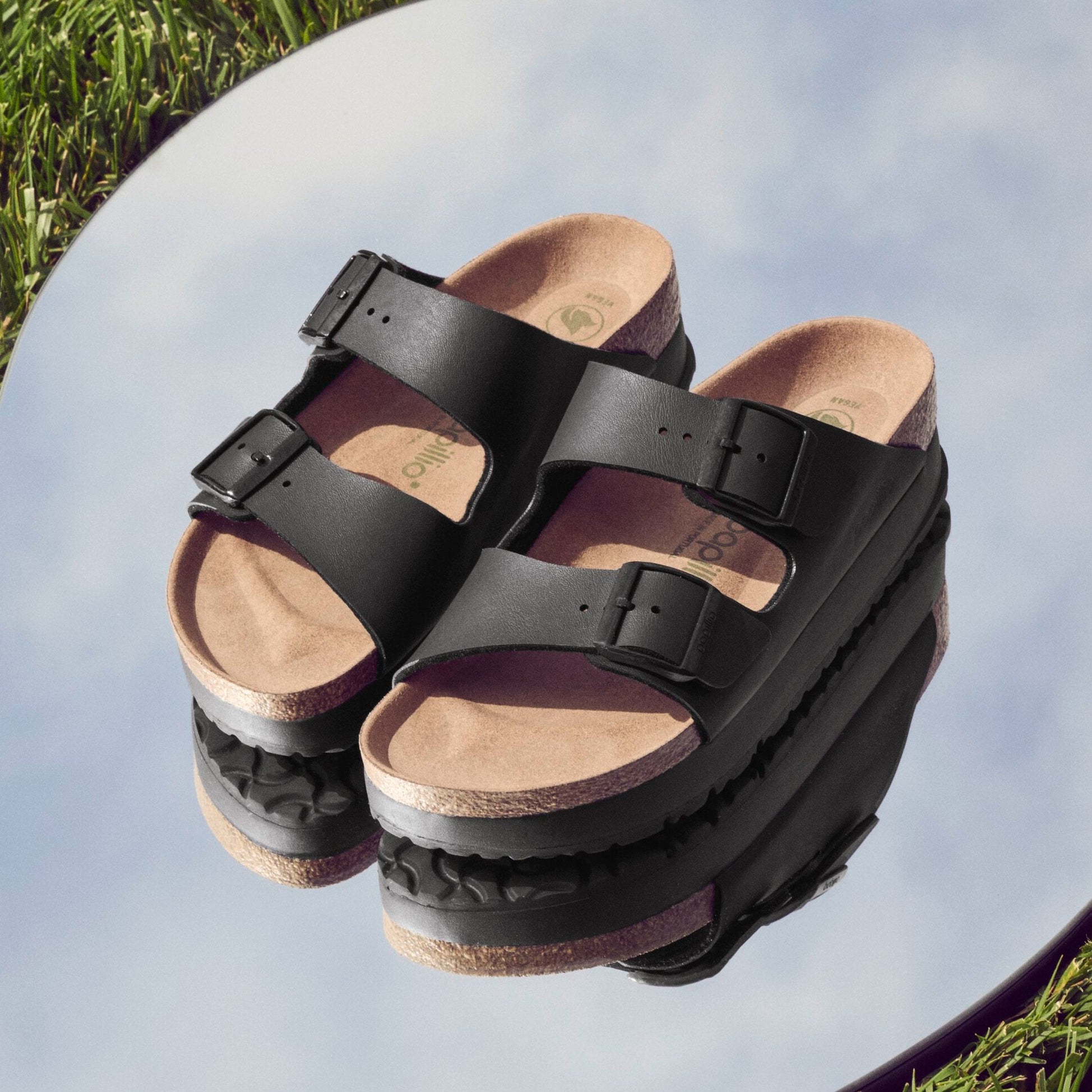 Papillio Arizona Platform Vegan black Birko Flor by Birkenstock