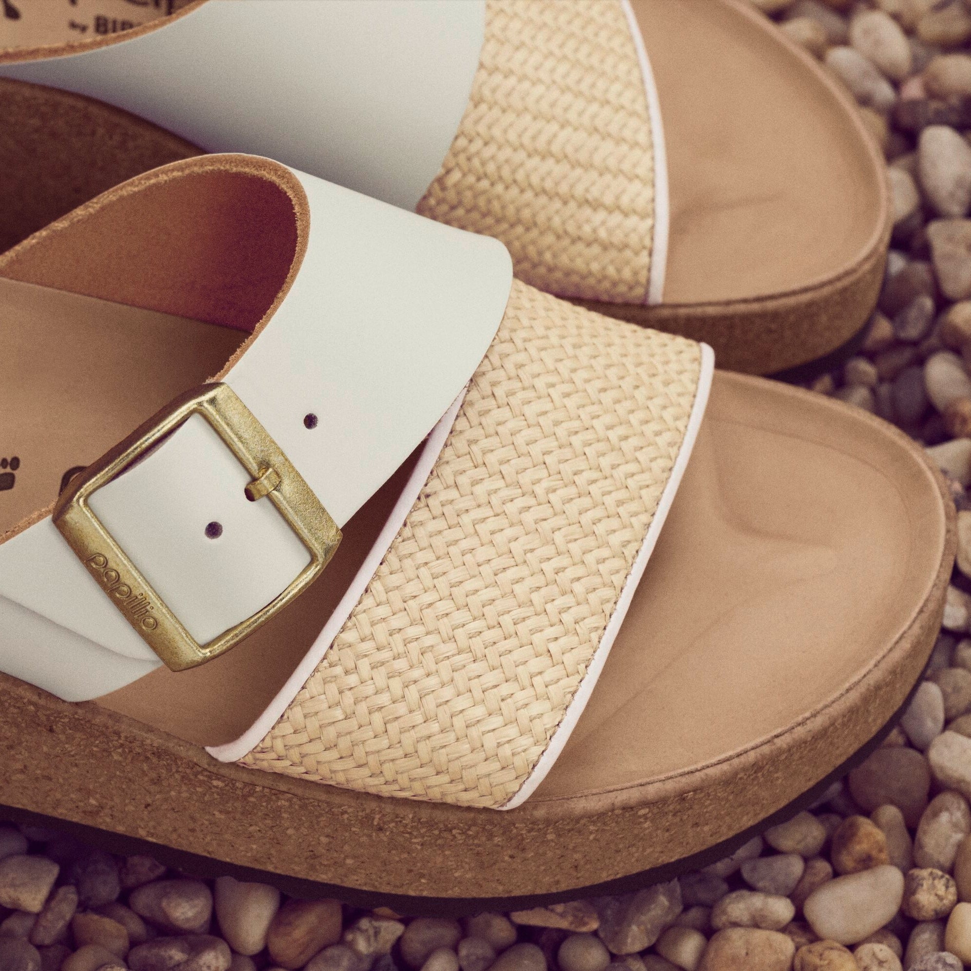 Papillio Almina white raffia leather/synthetic by Birkenstock