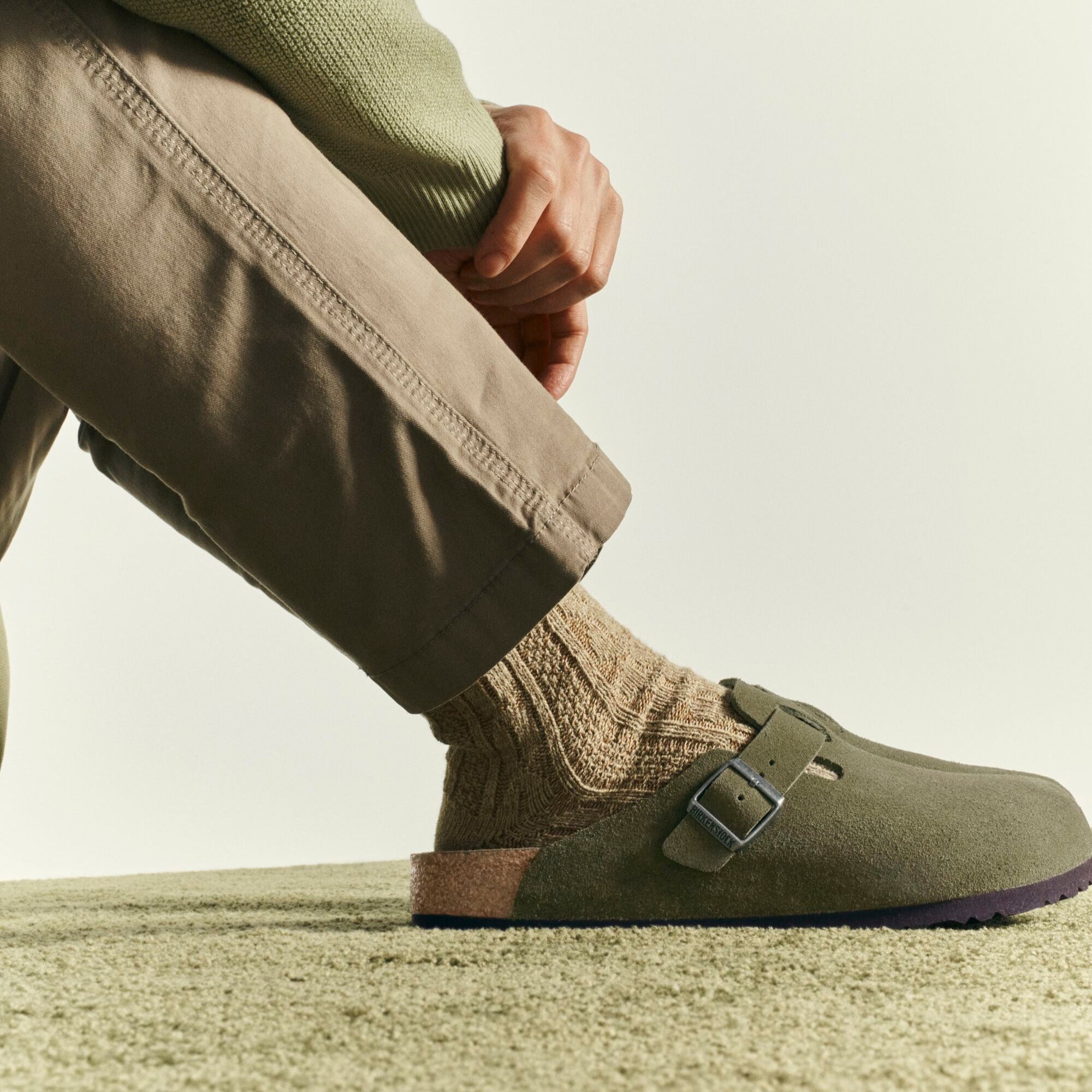 Birkenstock Boston Soft Footbed thyme suede tonal
