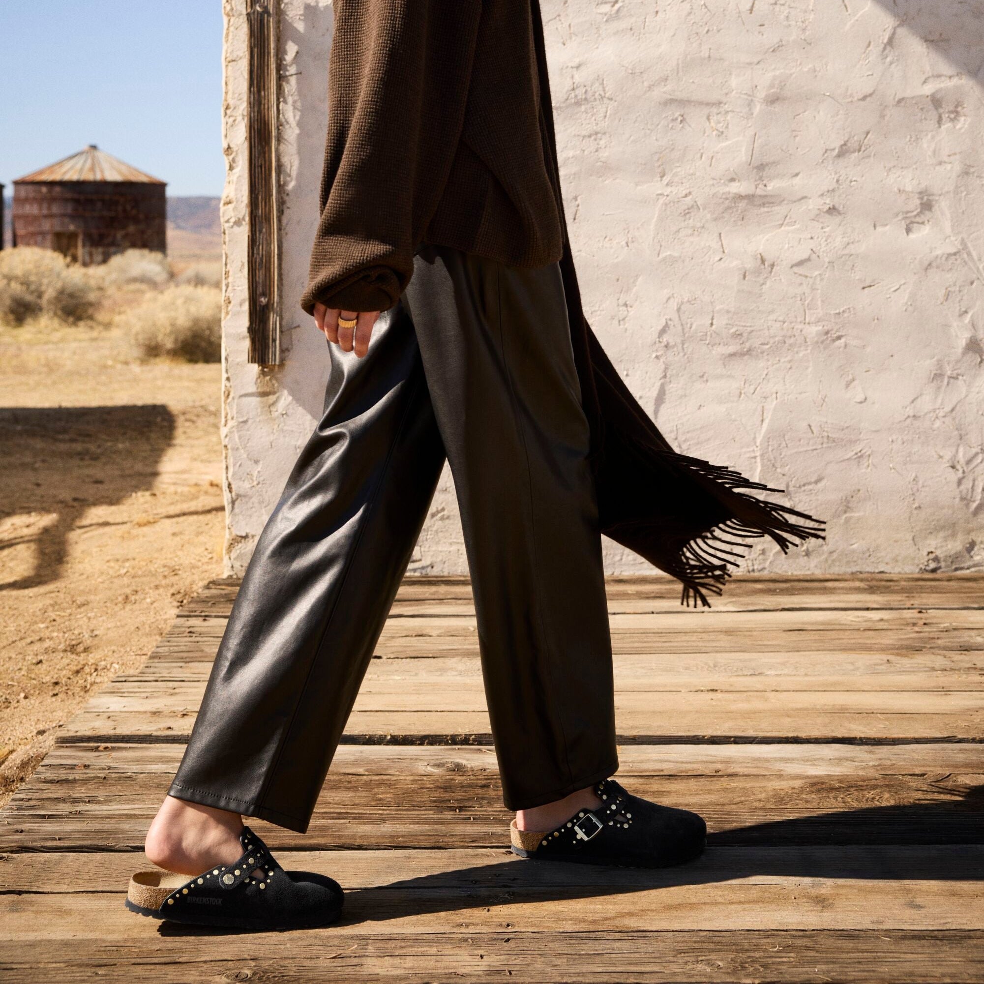 Birkenstock Boston Rivets black suede