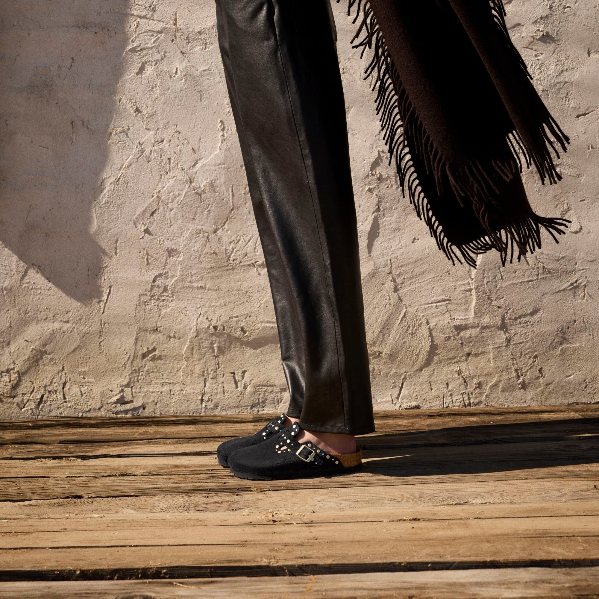 Birkenstock Boston Rivets black suede