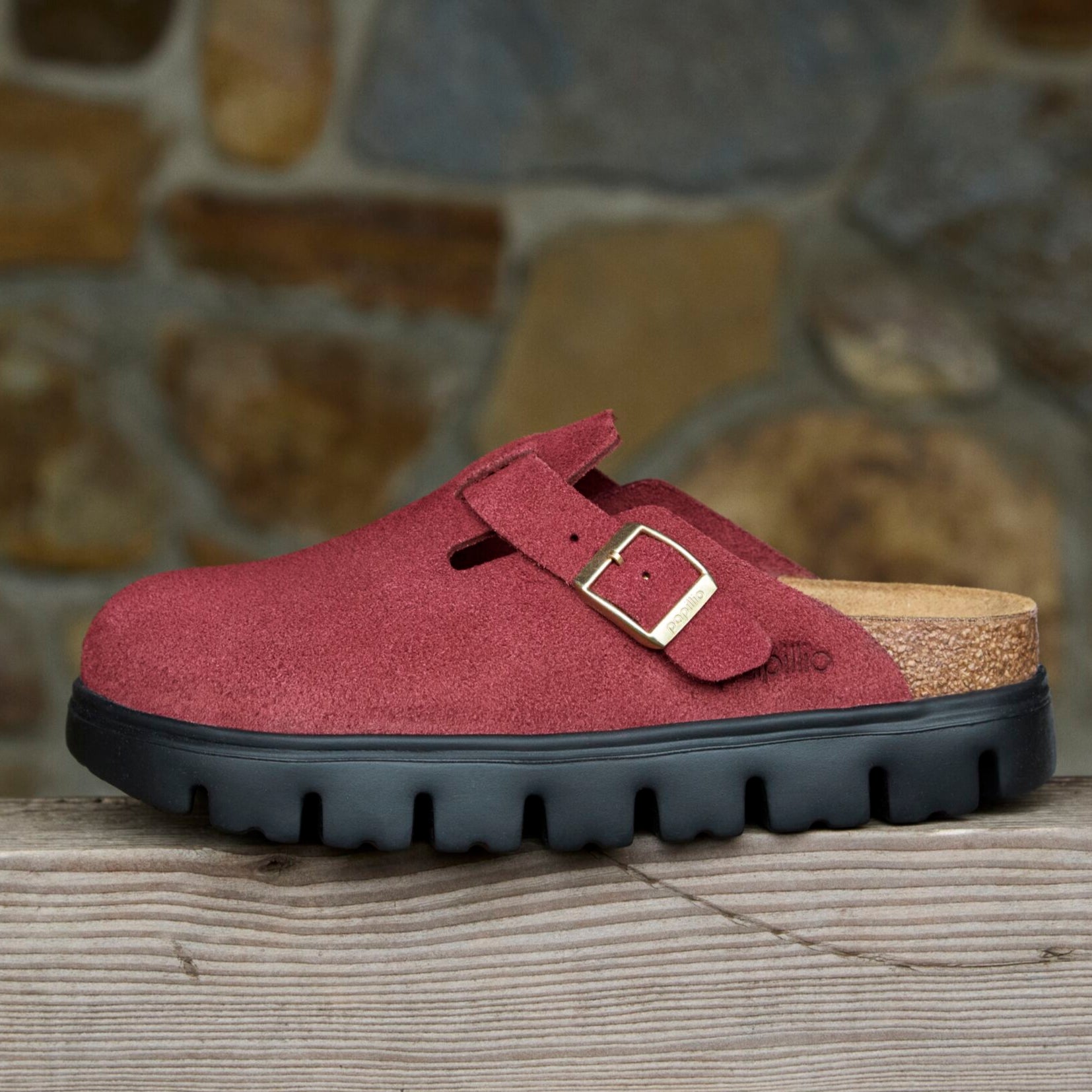 Papillio Boston Chunky zinfandel suede by Birkenstock