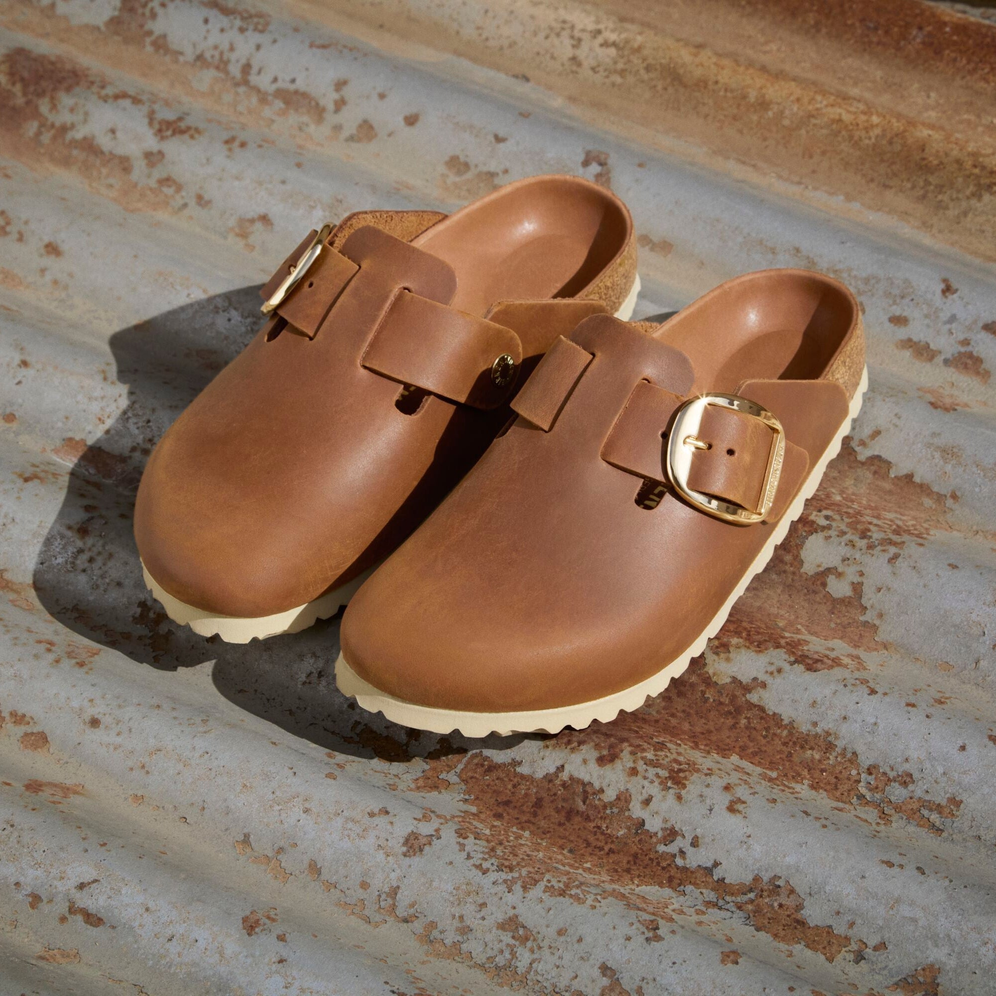 Birkenstock Boston Big Buckle cognac oiled leather
