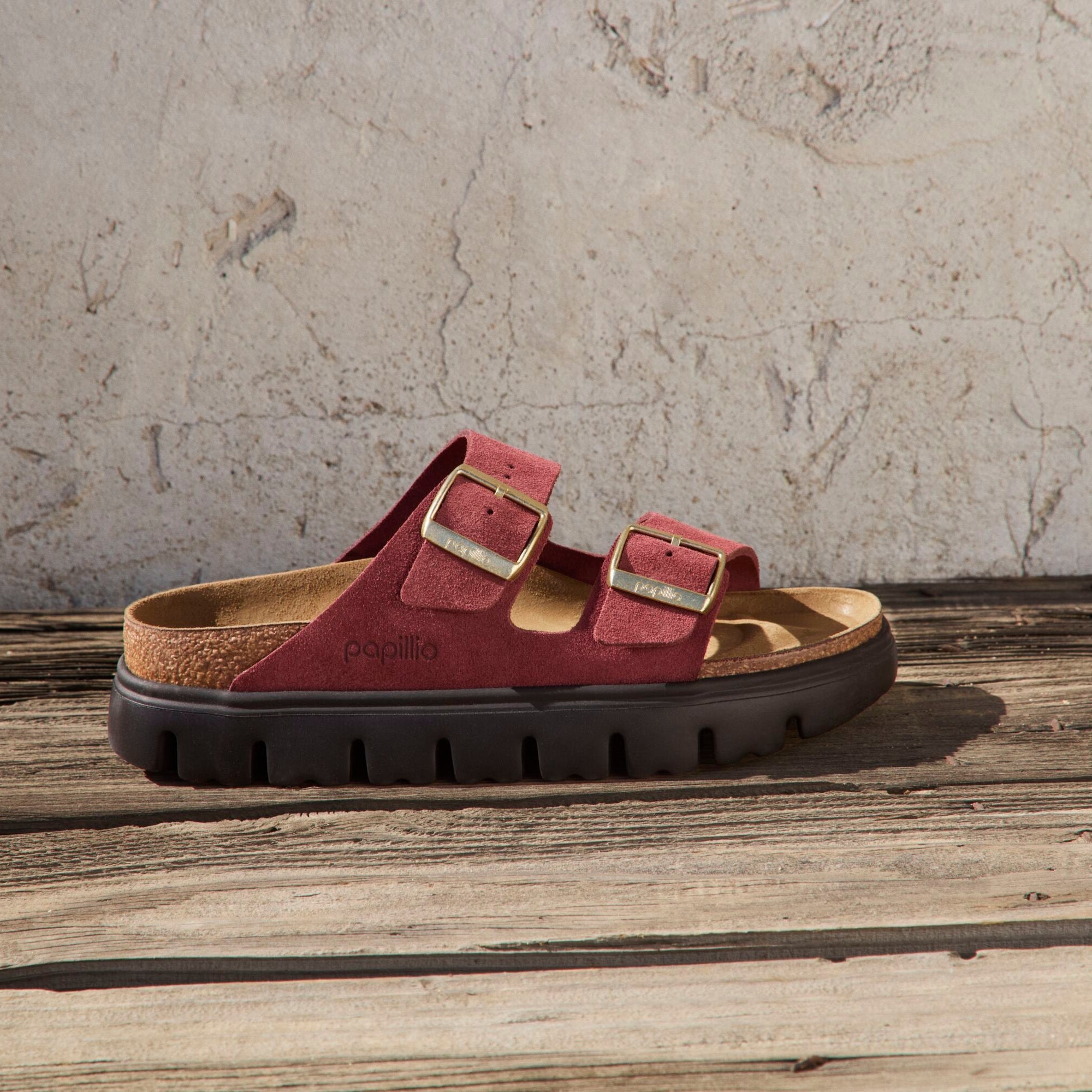 Papillio Arizona Chunky zinfandel suede by Birkenstock