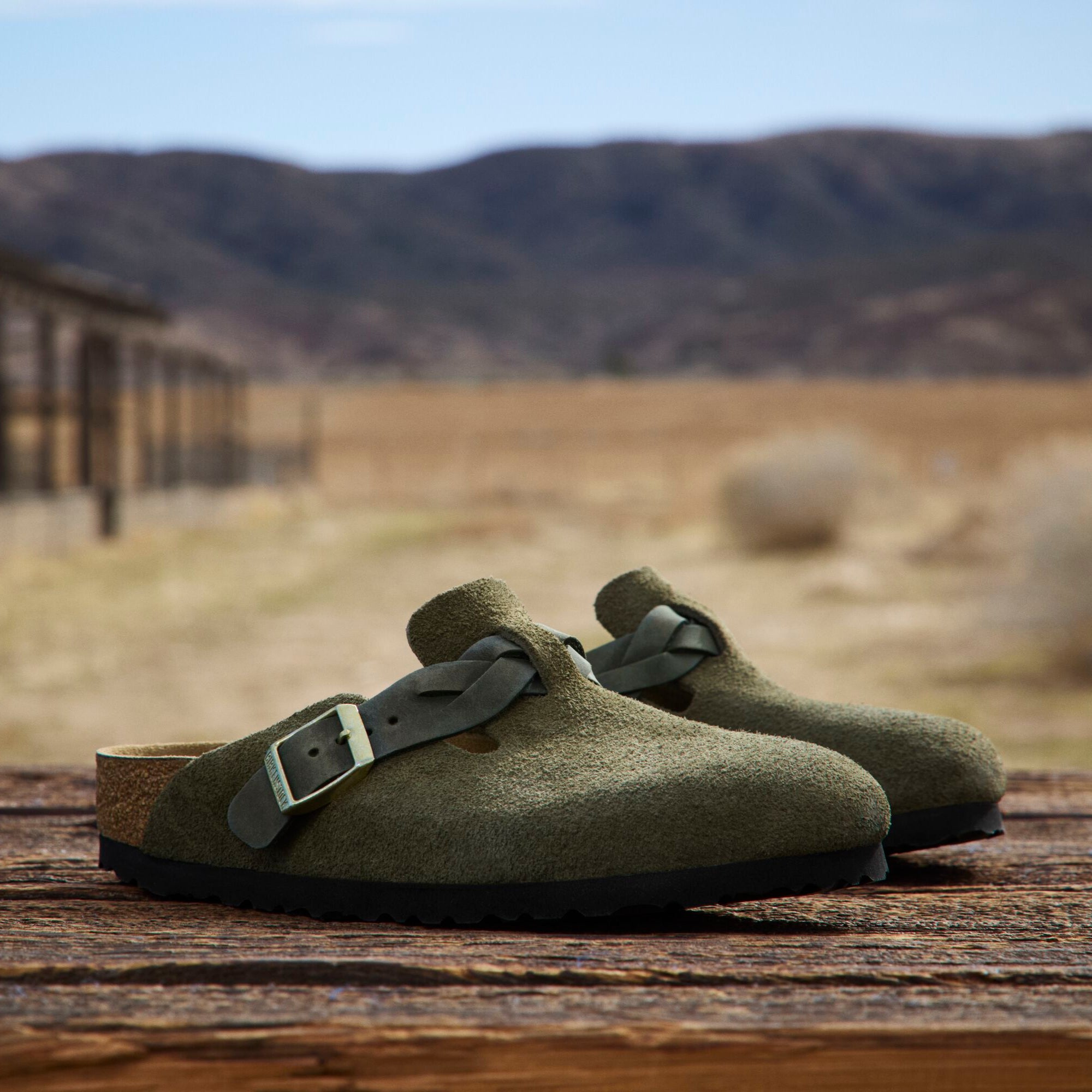 Birkenstock Boston Braid thyme suede