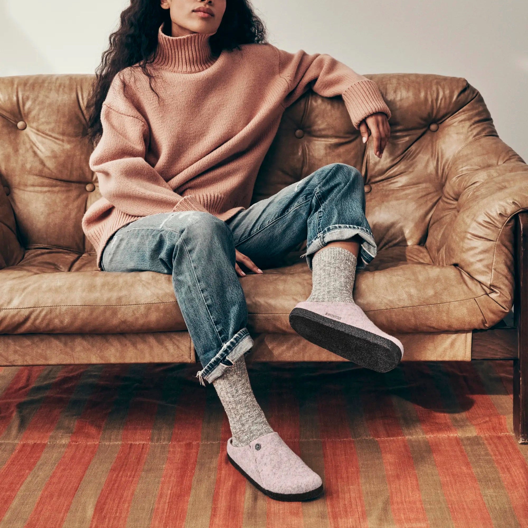 Birkenstock Zermatt Shearling soft pink wool/natural shearling