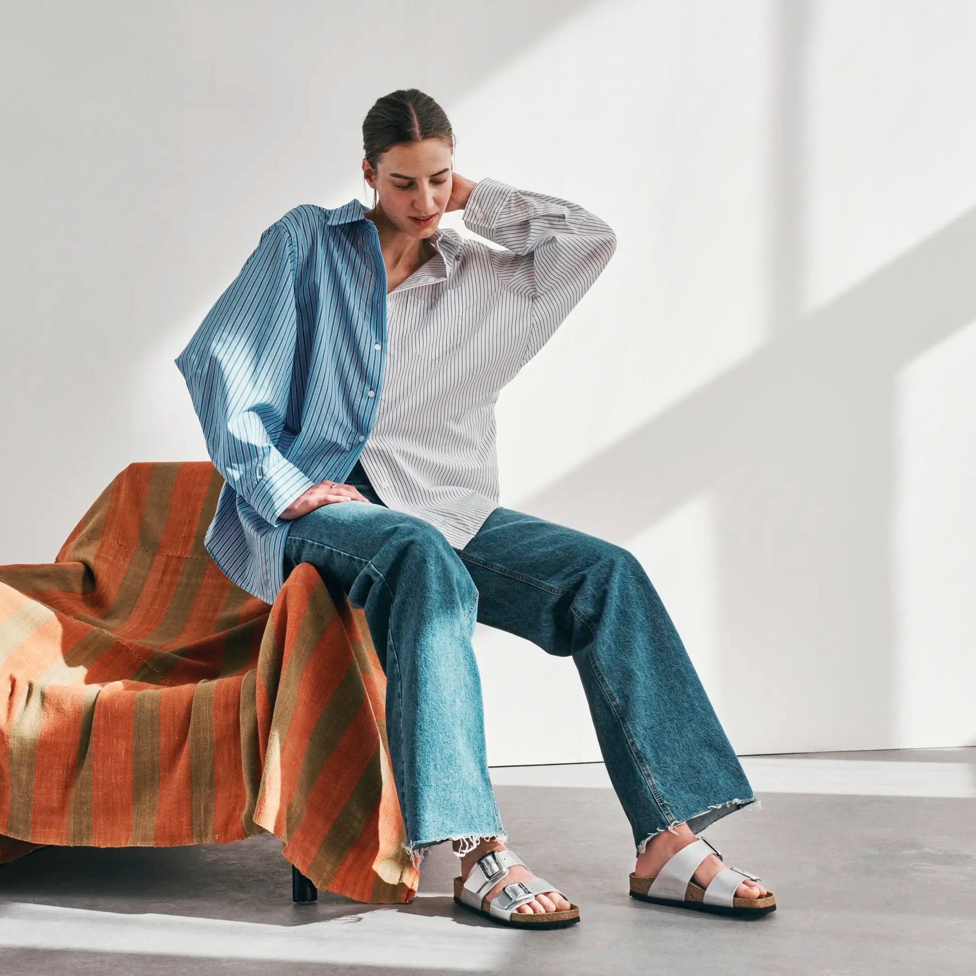 Birkenstock Sydney Luxe Buckle silver metallic Birko-Flor