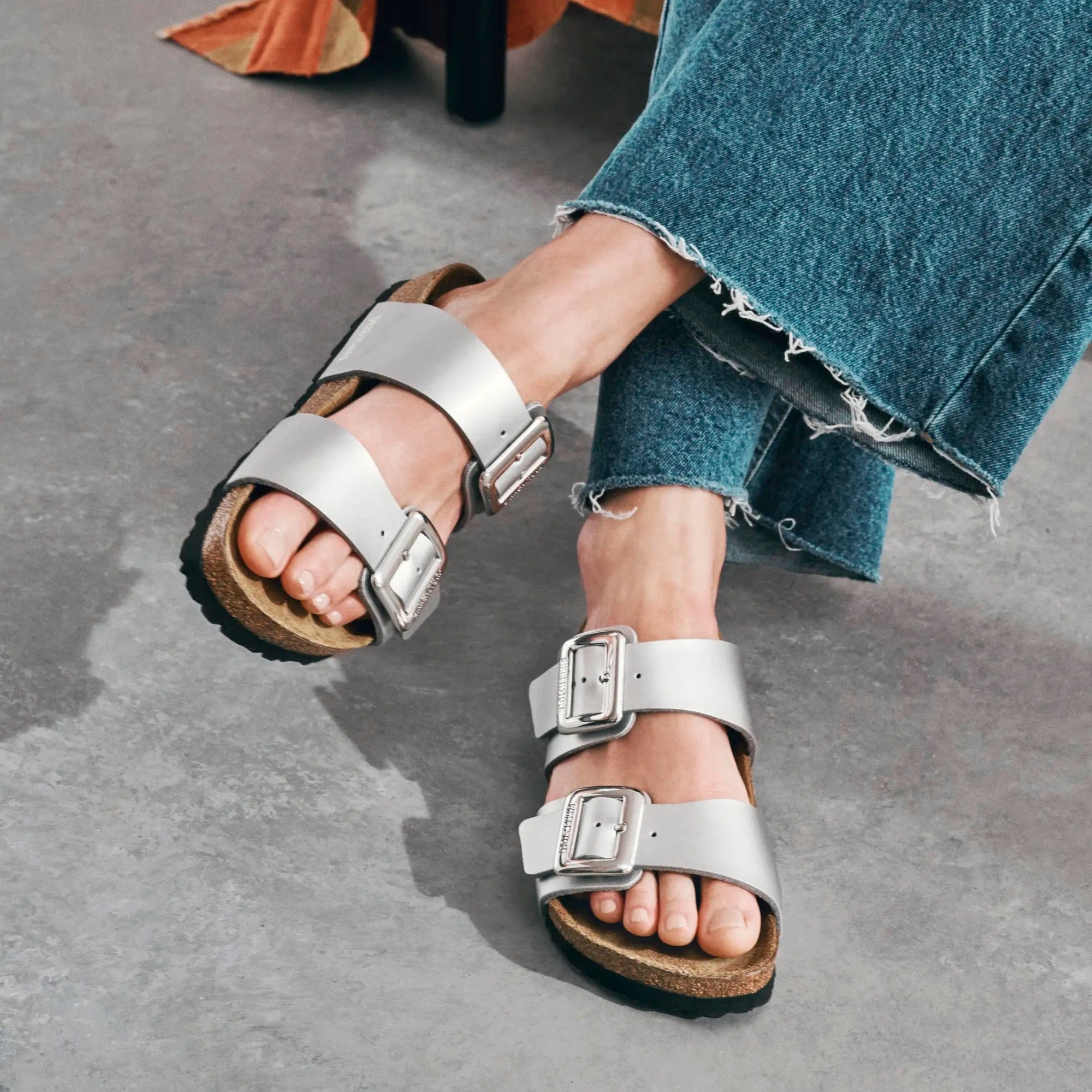 Birkenstock Sydney Luxe Buckle silver metallic Birko-Flor