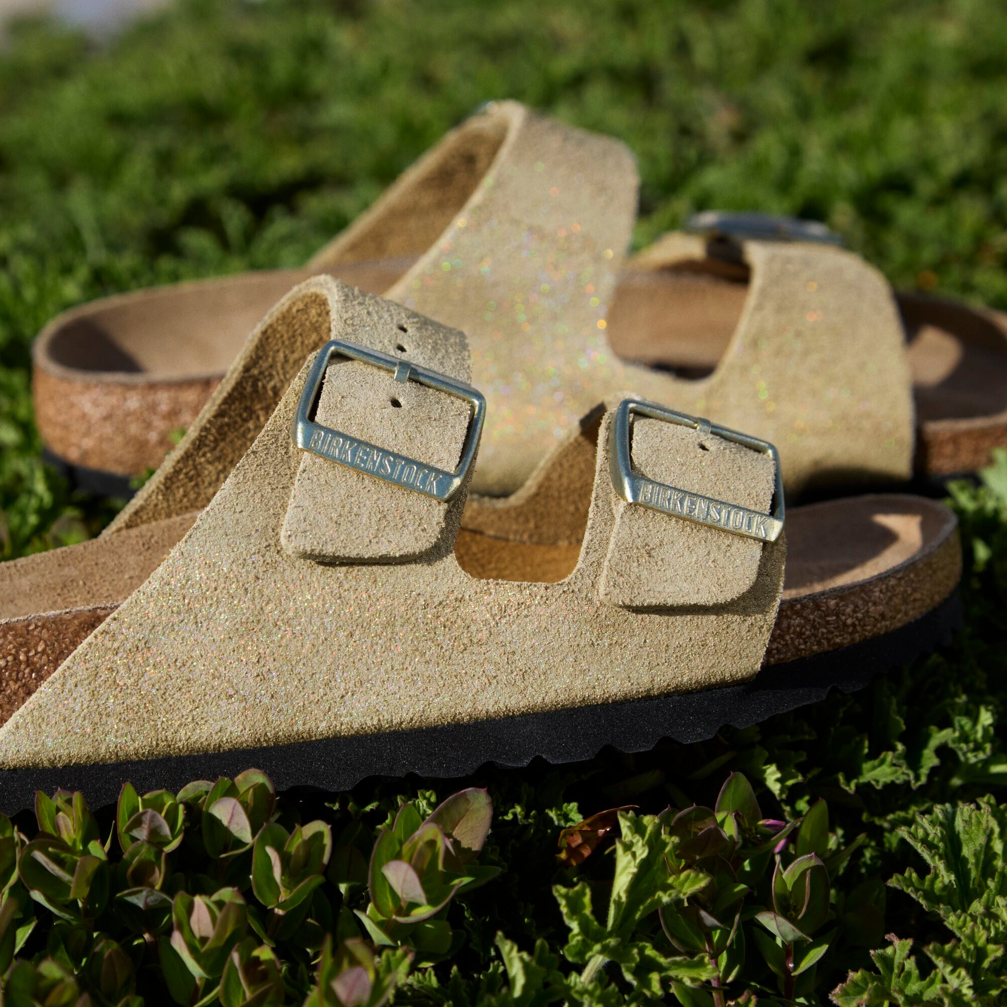 Birkenstock Arizona shimmering taupe suede