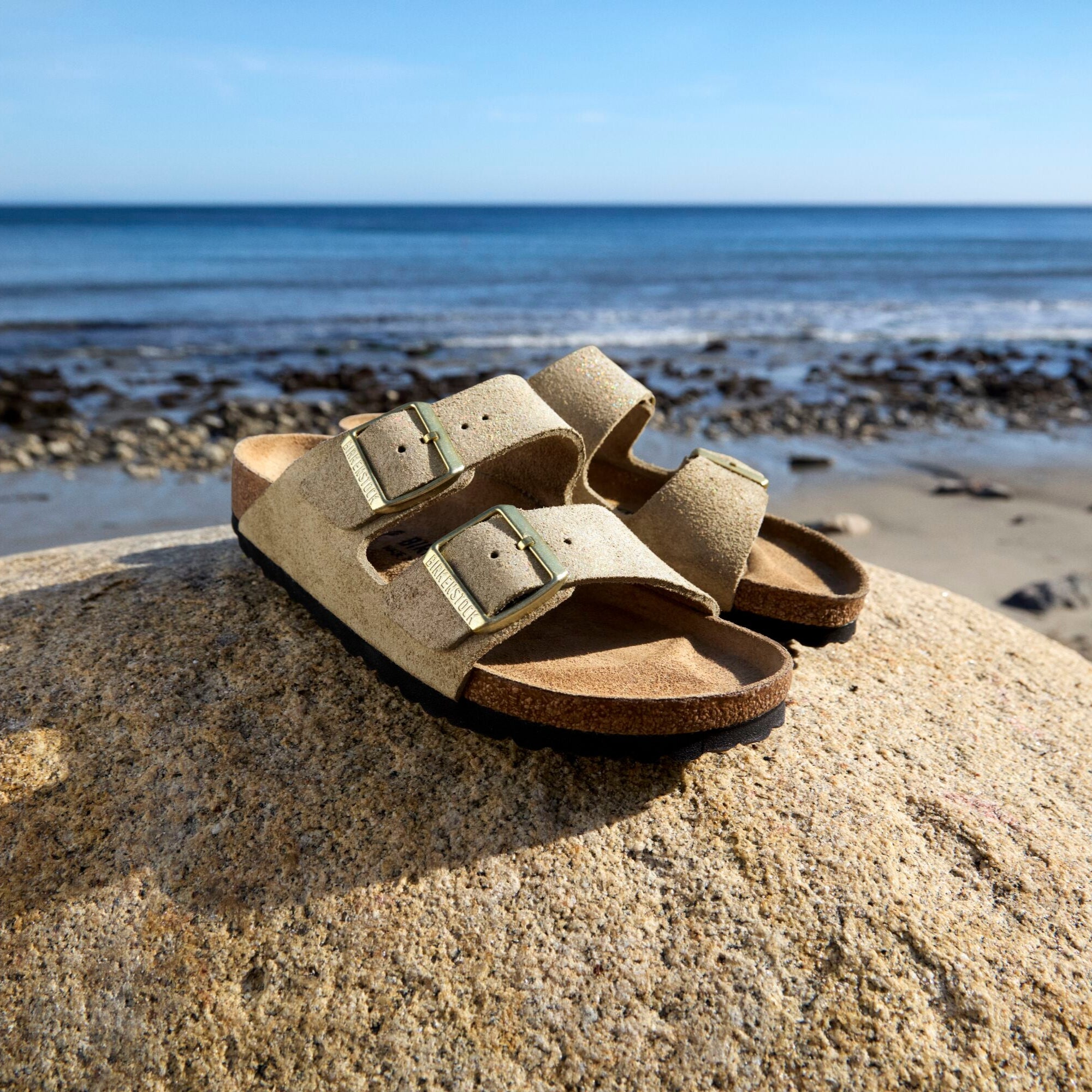 Birkenstock Arizona shimmering taupe suede