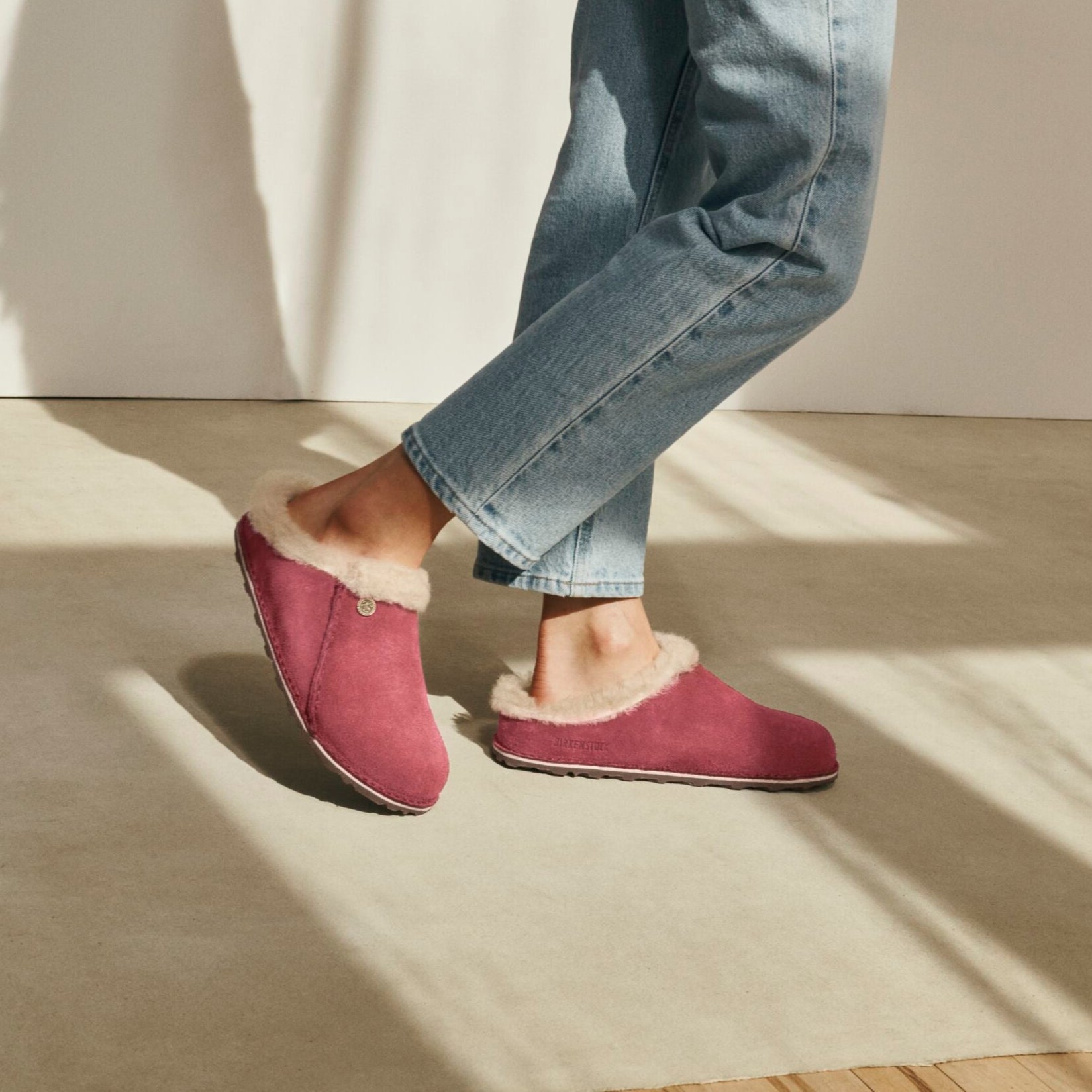 Birkenstock Zermatt Premium zinfandel suede/natural shearling with rubber/cork sole