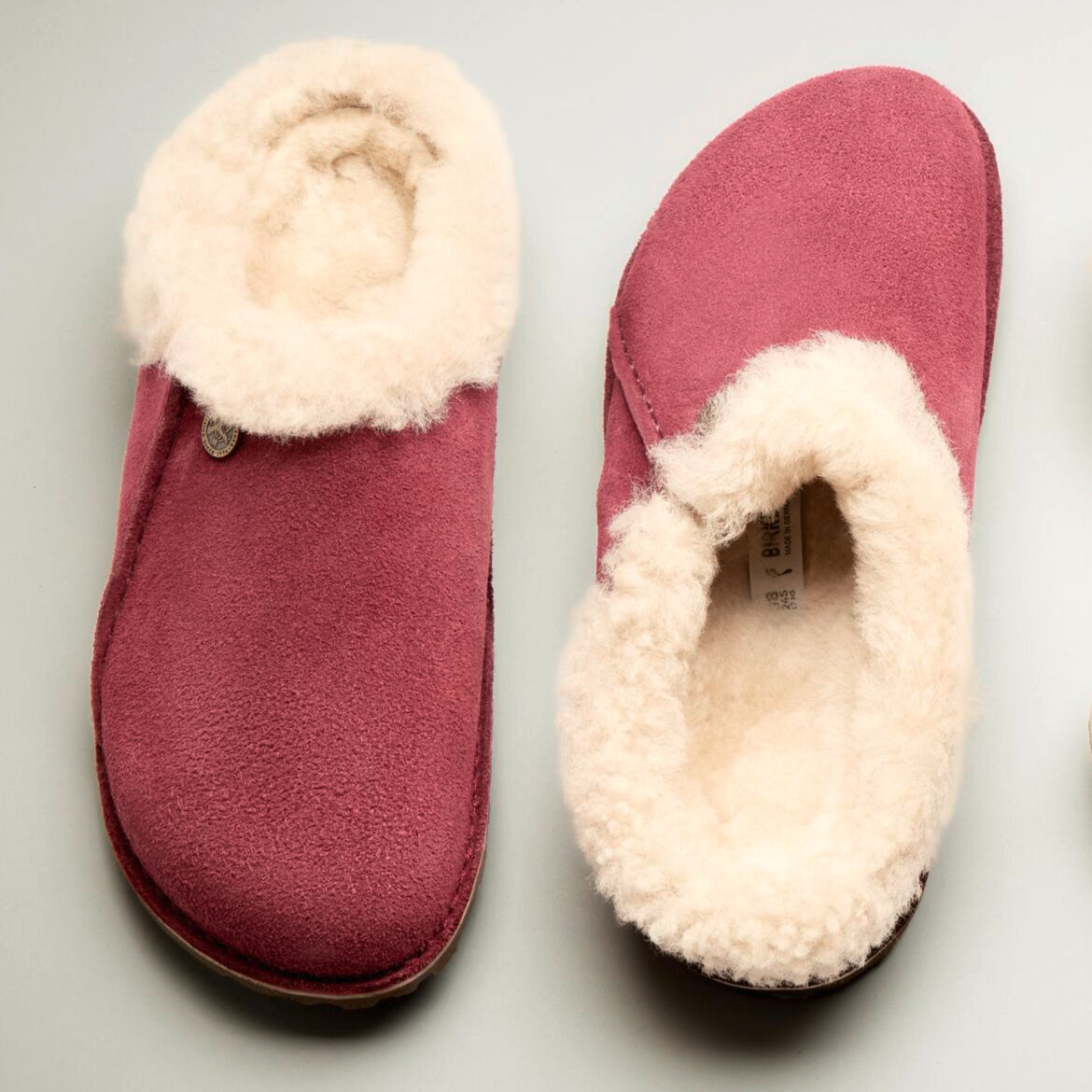 Birkenstock Zermatt Premium zinfandel suede/natural shearling with rubber/cork sole