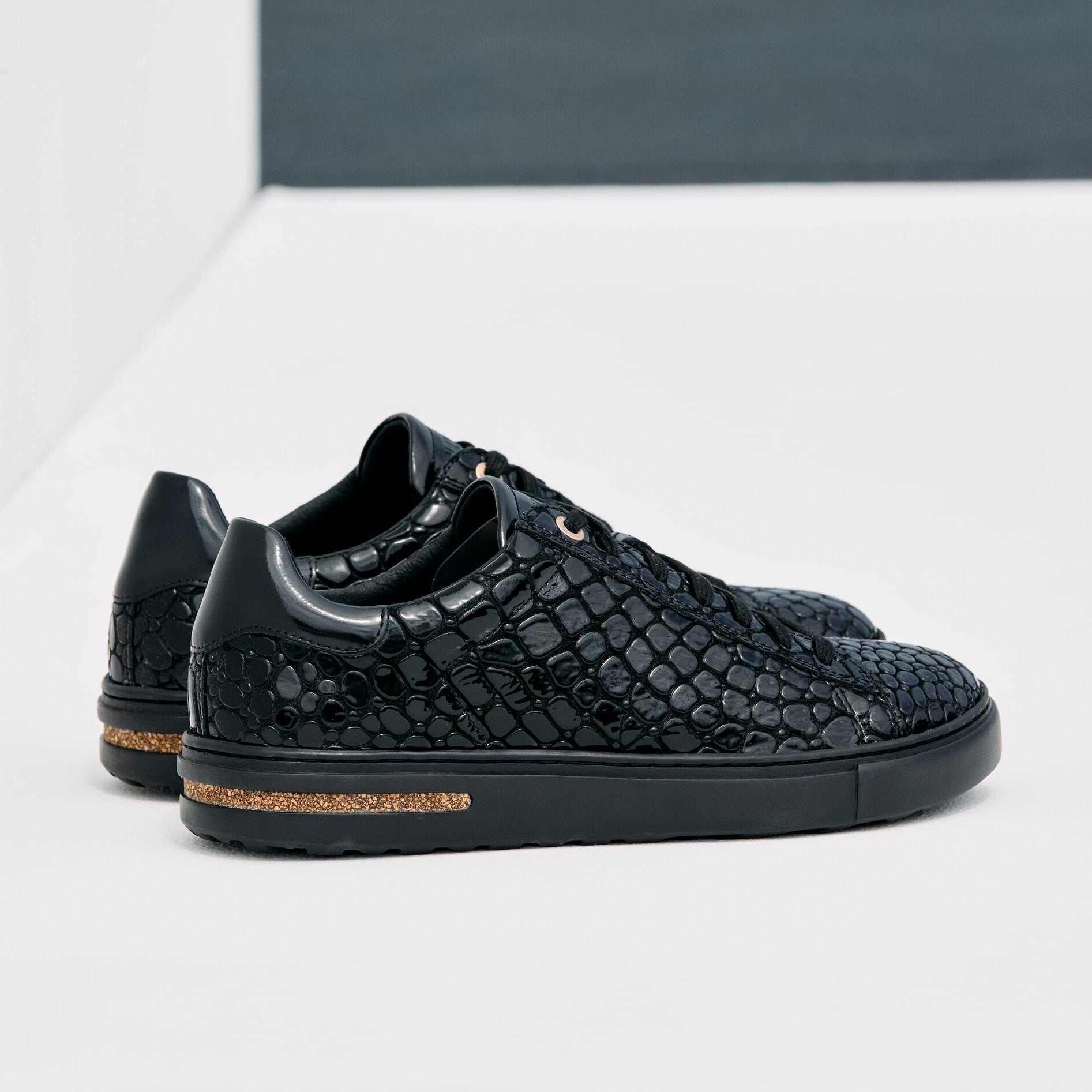 Birkenstock Bend Low crocodile embossed black leather