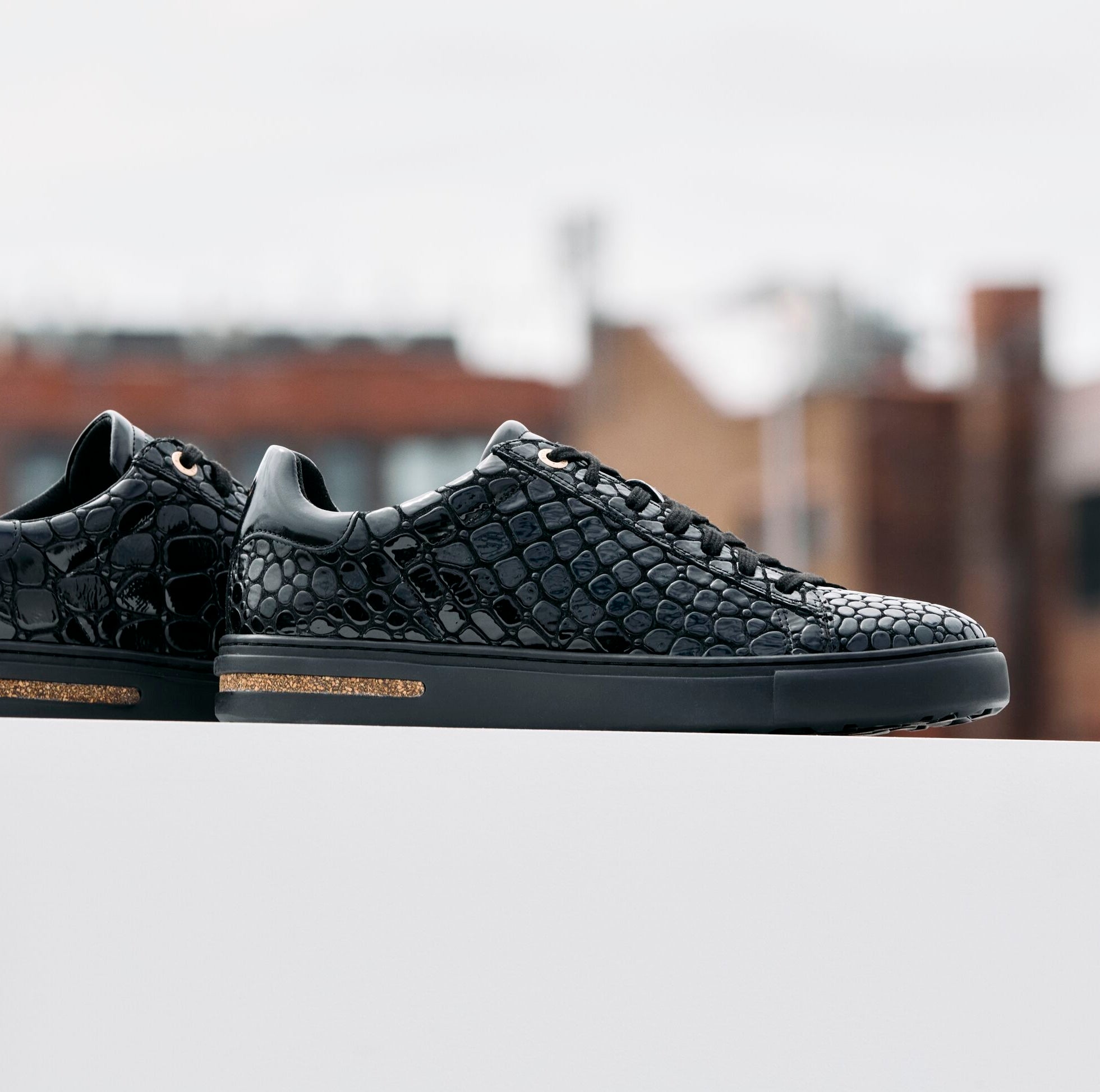 Birkenstock Bend Low crocodile embossed black leather