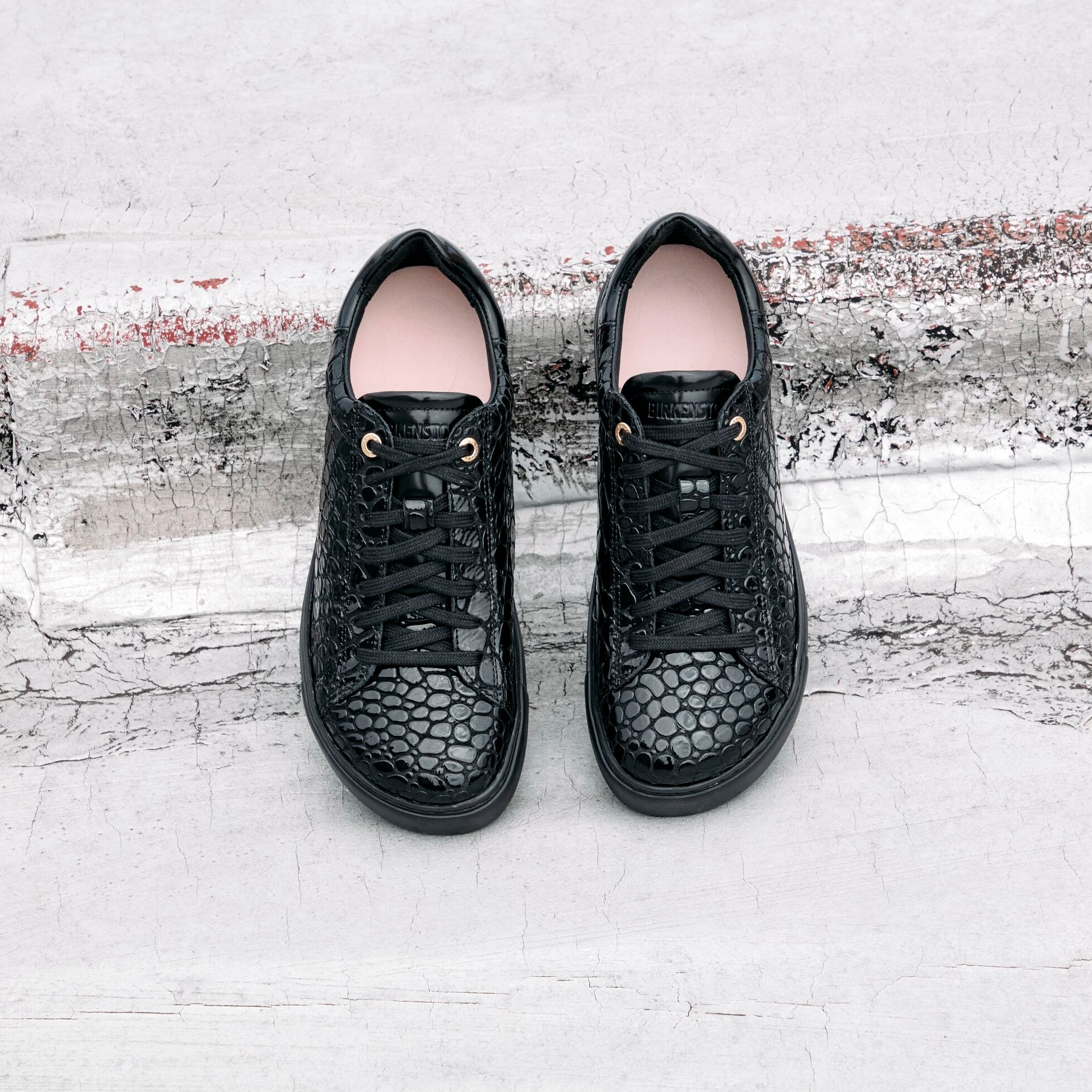 Birkenstock Bend Low crocodile embossed black leather