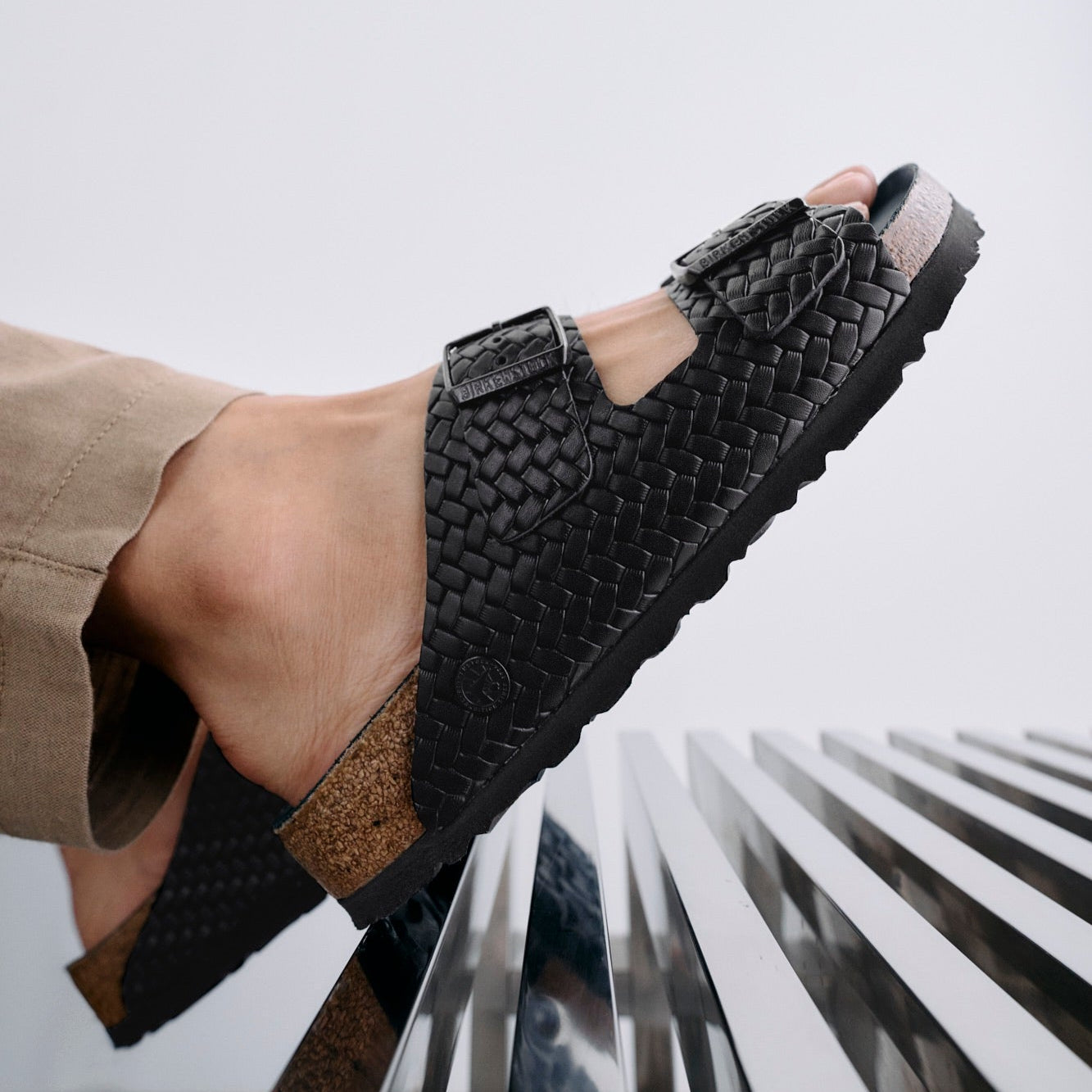 Birkenstock Arizona HEX woven embossed black leather