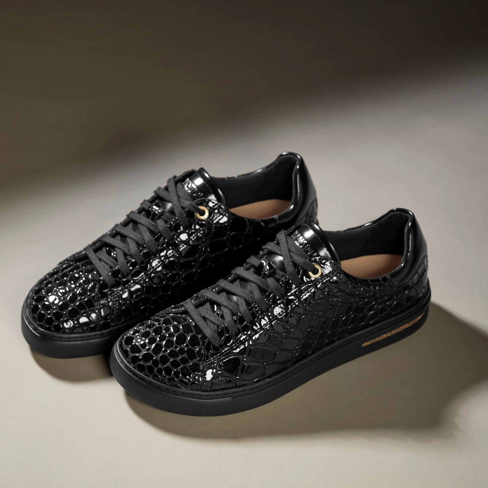 Birkenstock Bend Low crocodile embossed black leather
