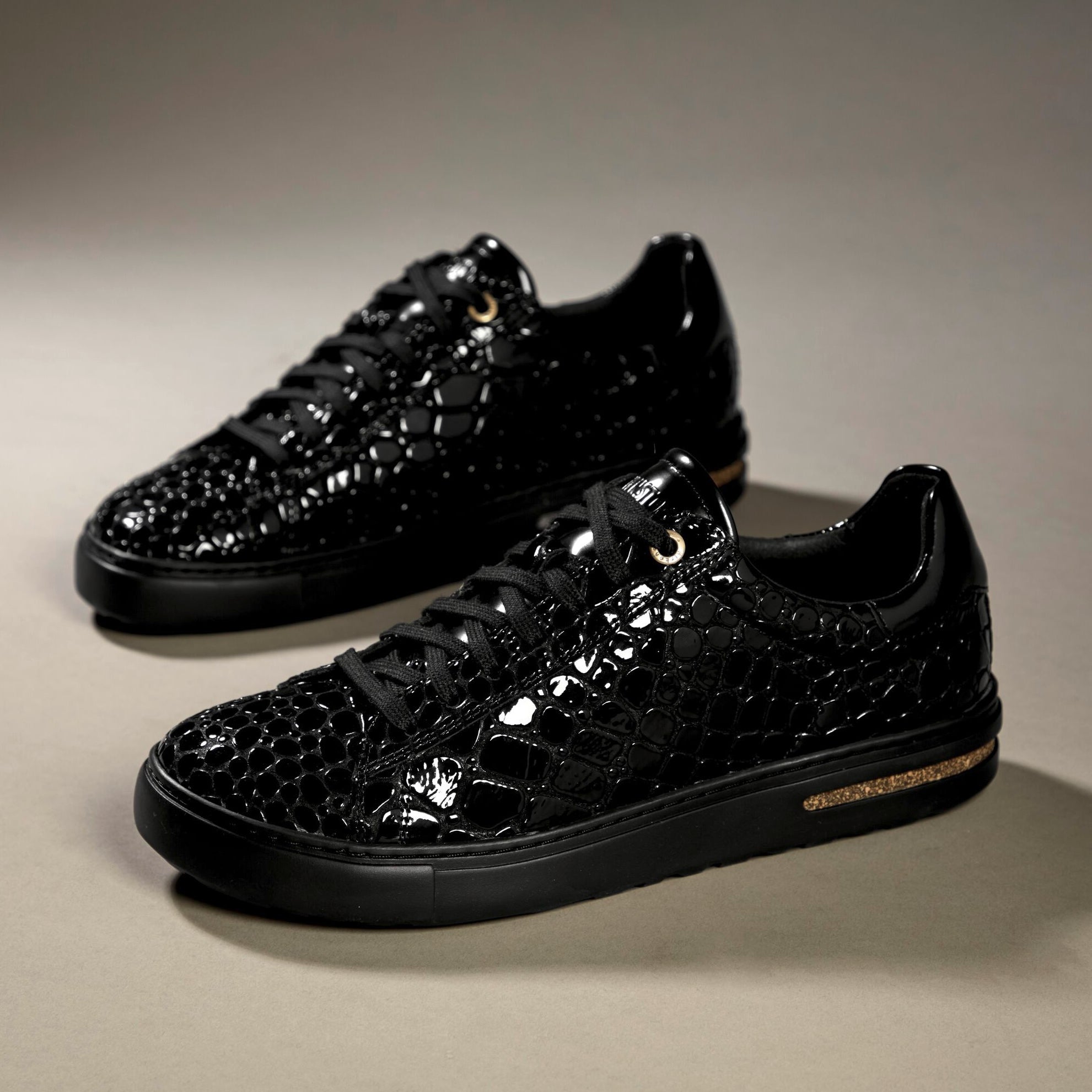 Birkenstock Bend Low crocodile embossed black leather